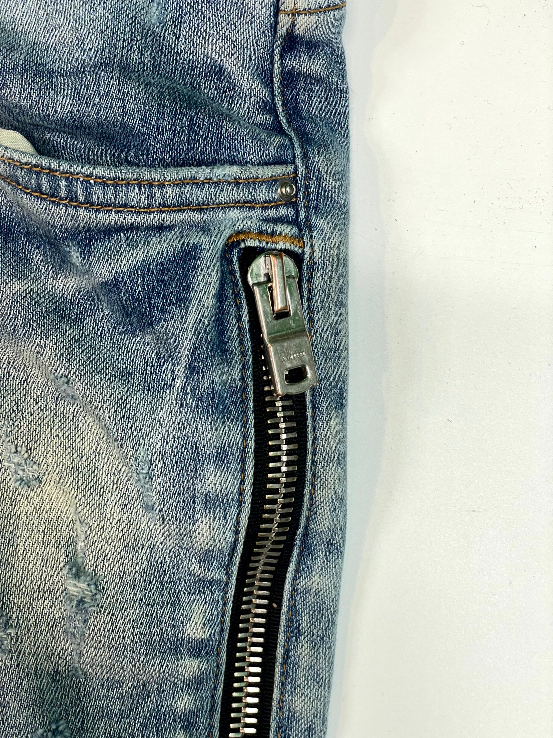 Amiri Light Wash MX2 Yellow Plaid Jeans