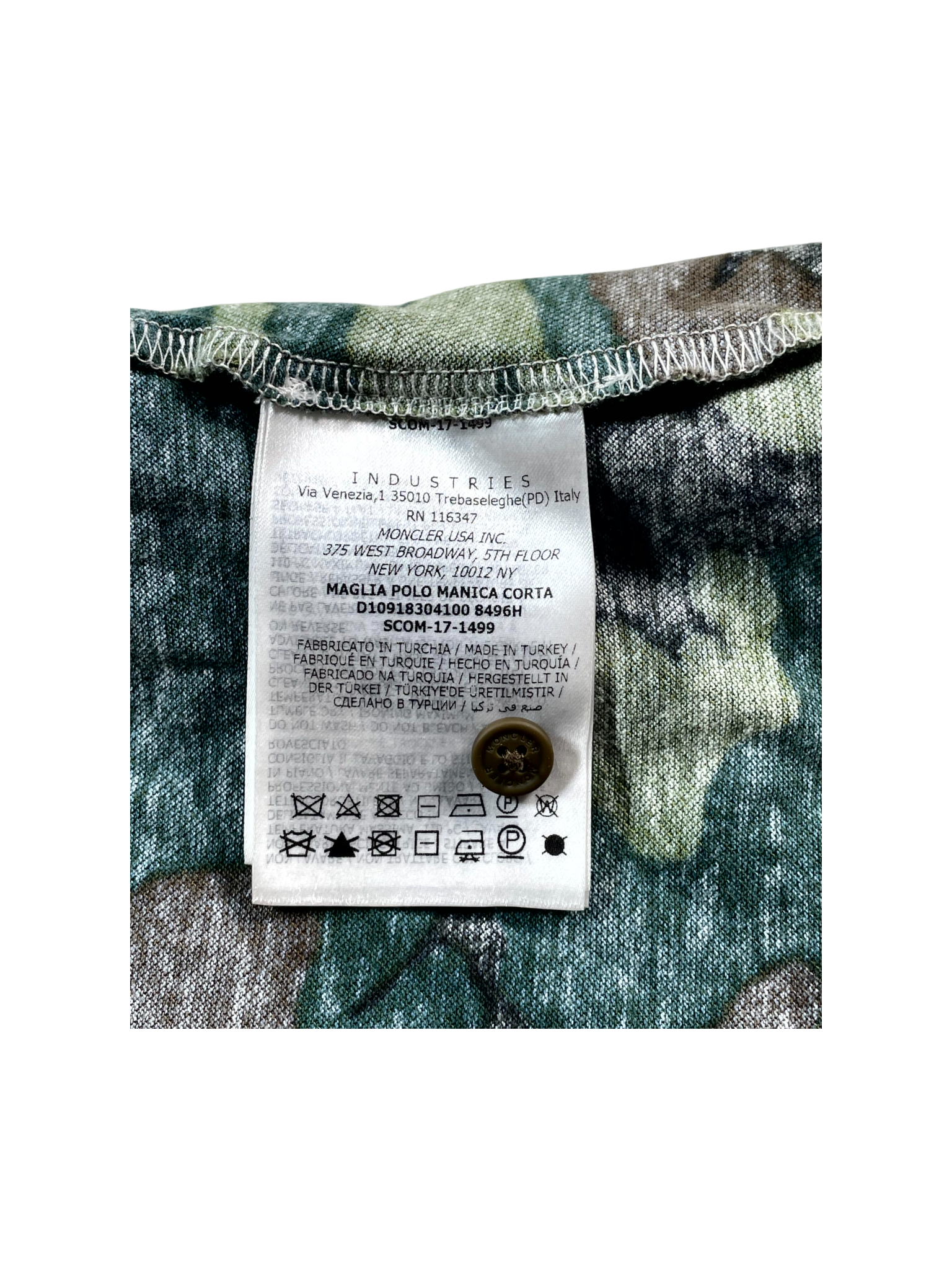 Moncler Collared Camo Black Polo Shirt
