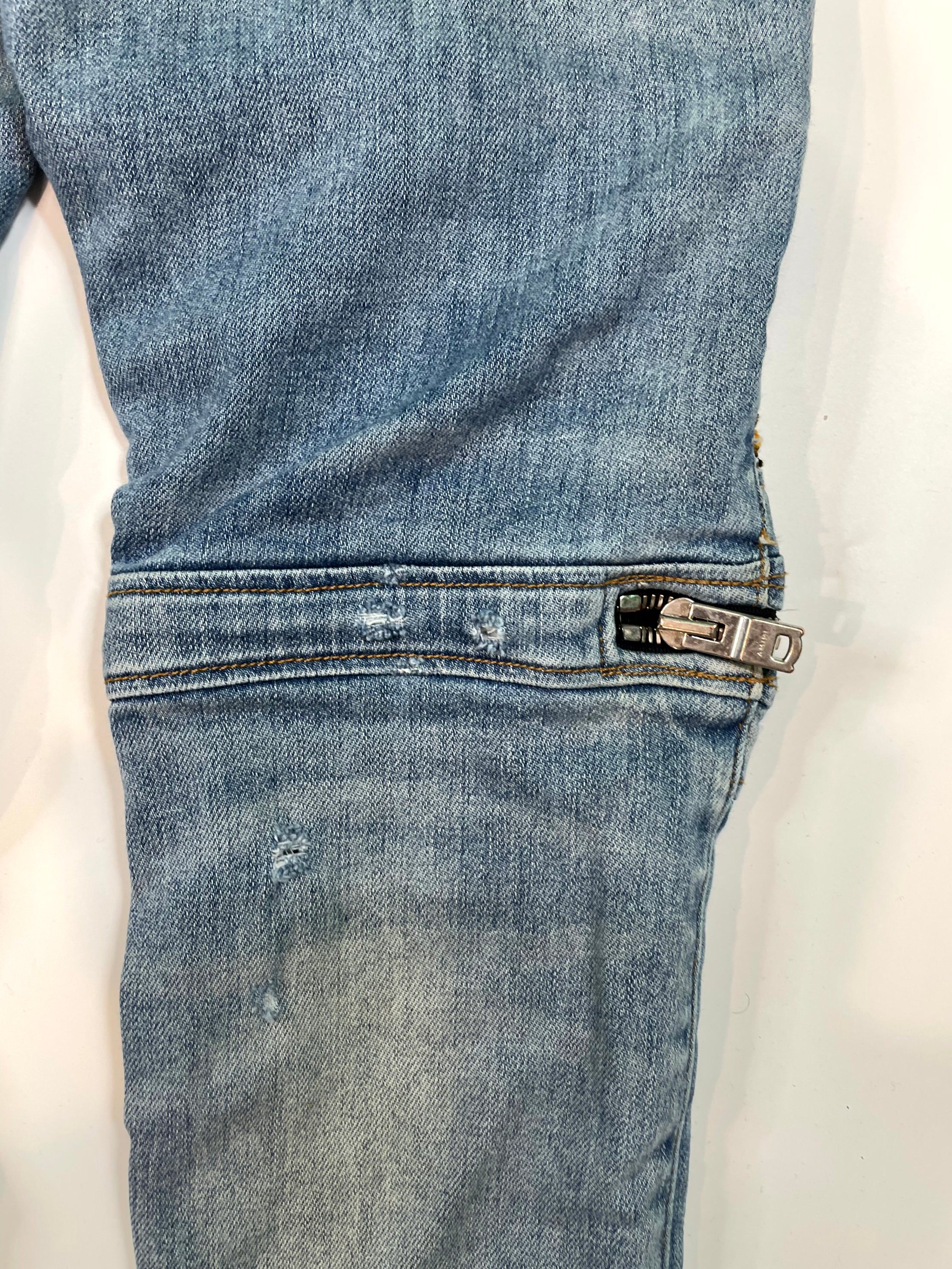 Amiri Light Wash MX2 Yellow Plaid Jeans
