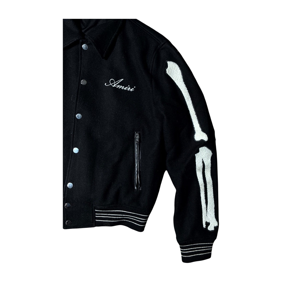 Amiri Black Bone Varsity Jacket