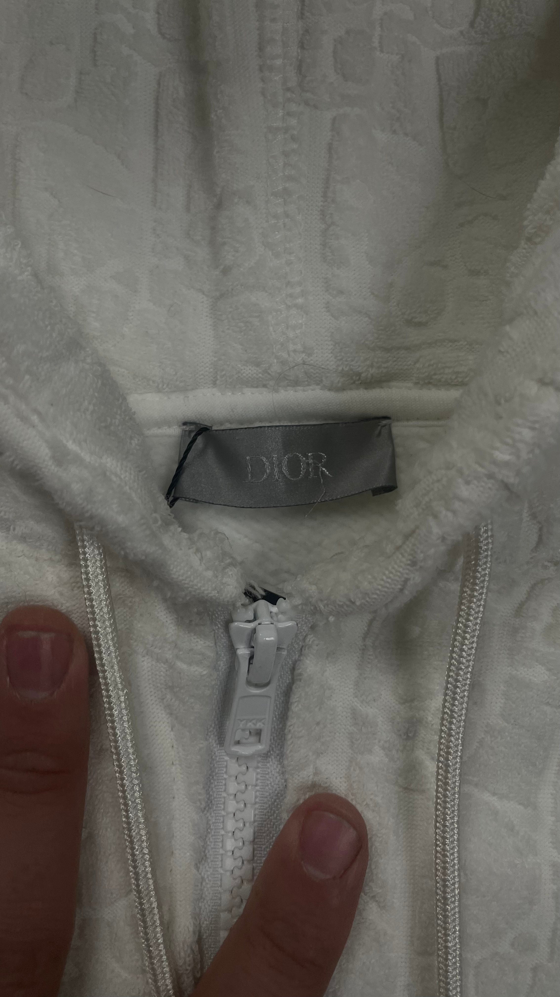 Dior Towel Zip Up Vest White Used Large