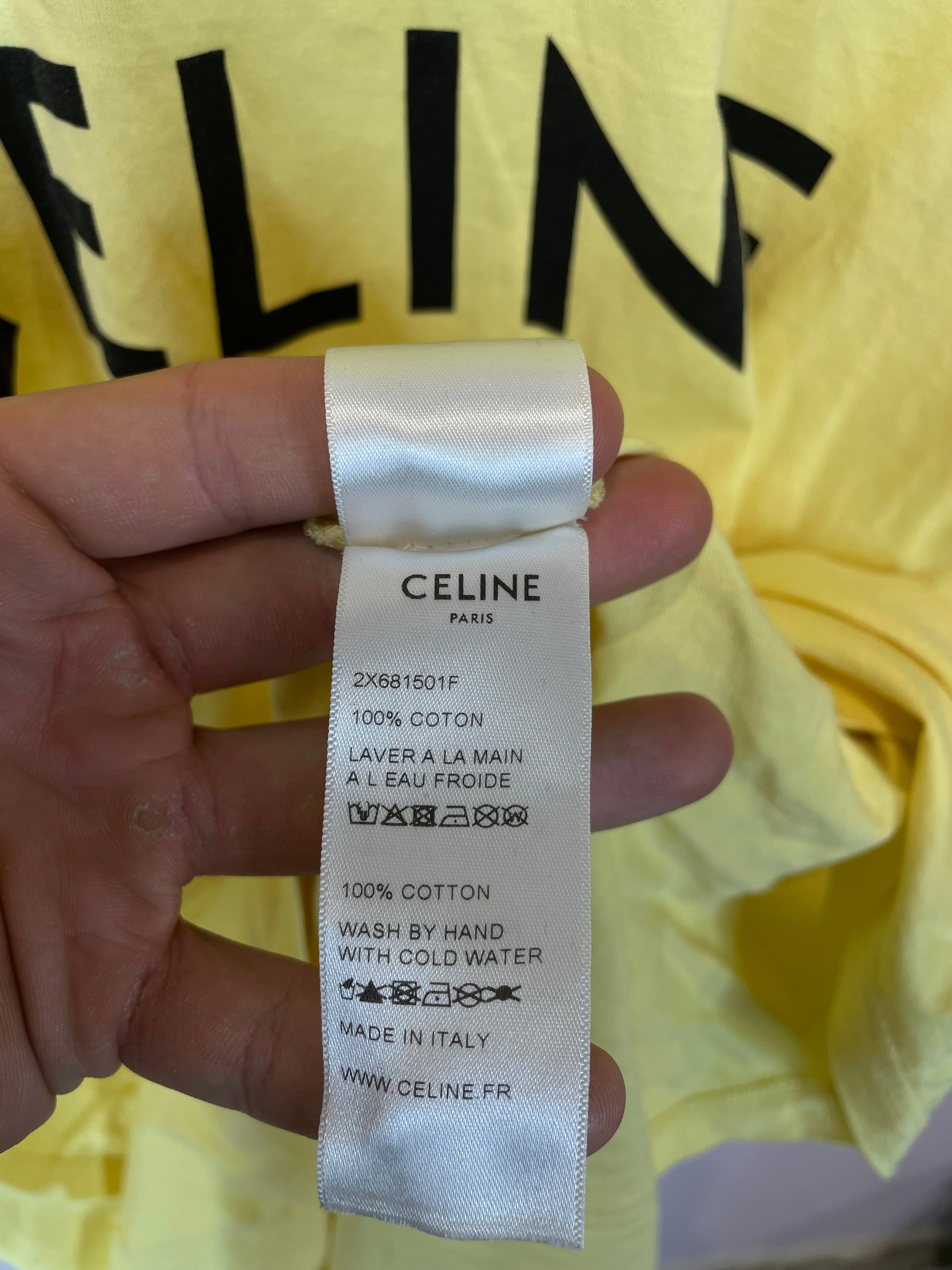 Celine Spellout Tee Yellow Used Large
