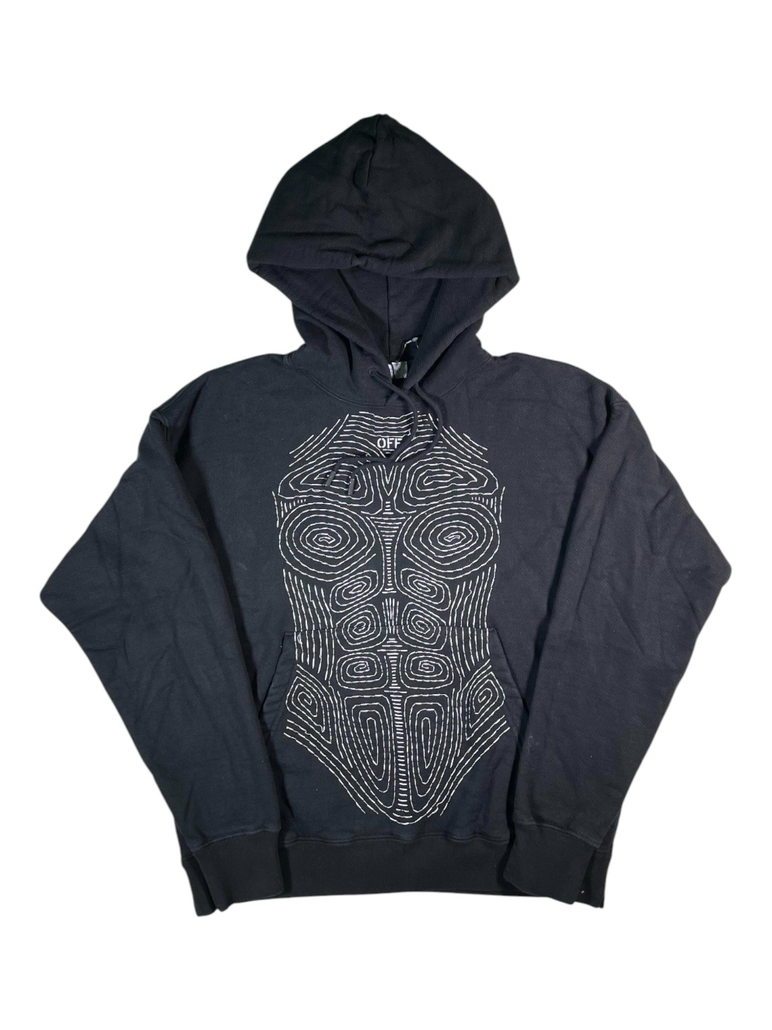 Off White Embroidered Black Hoodie