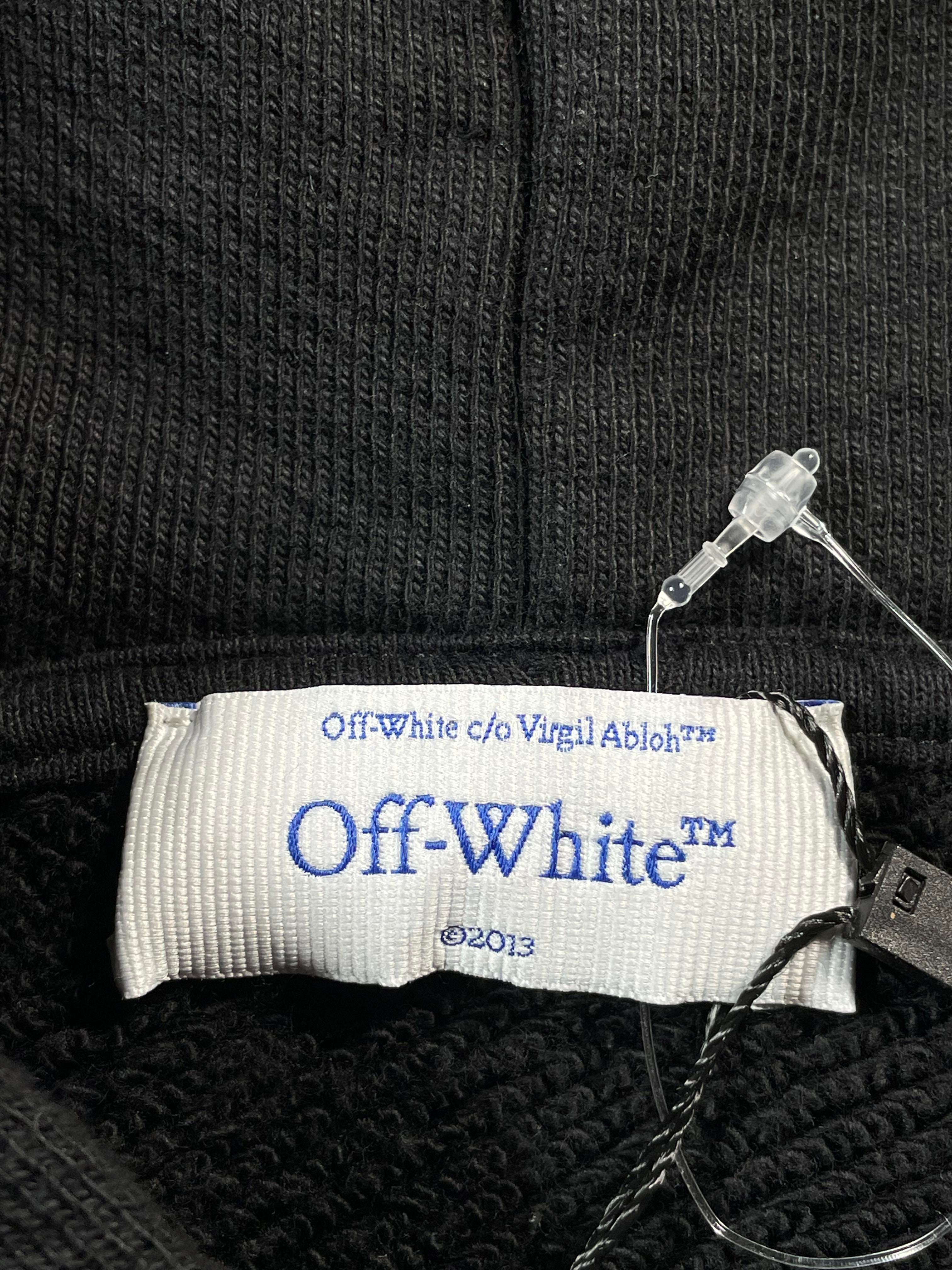 Off White Embroidered Black Hoodie