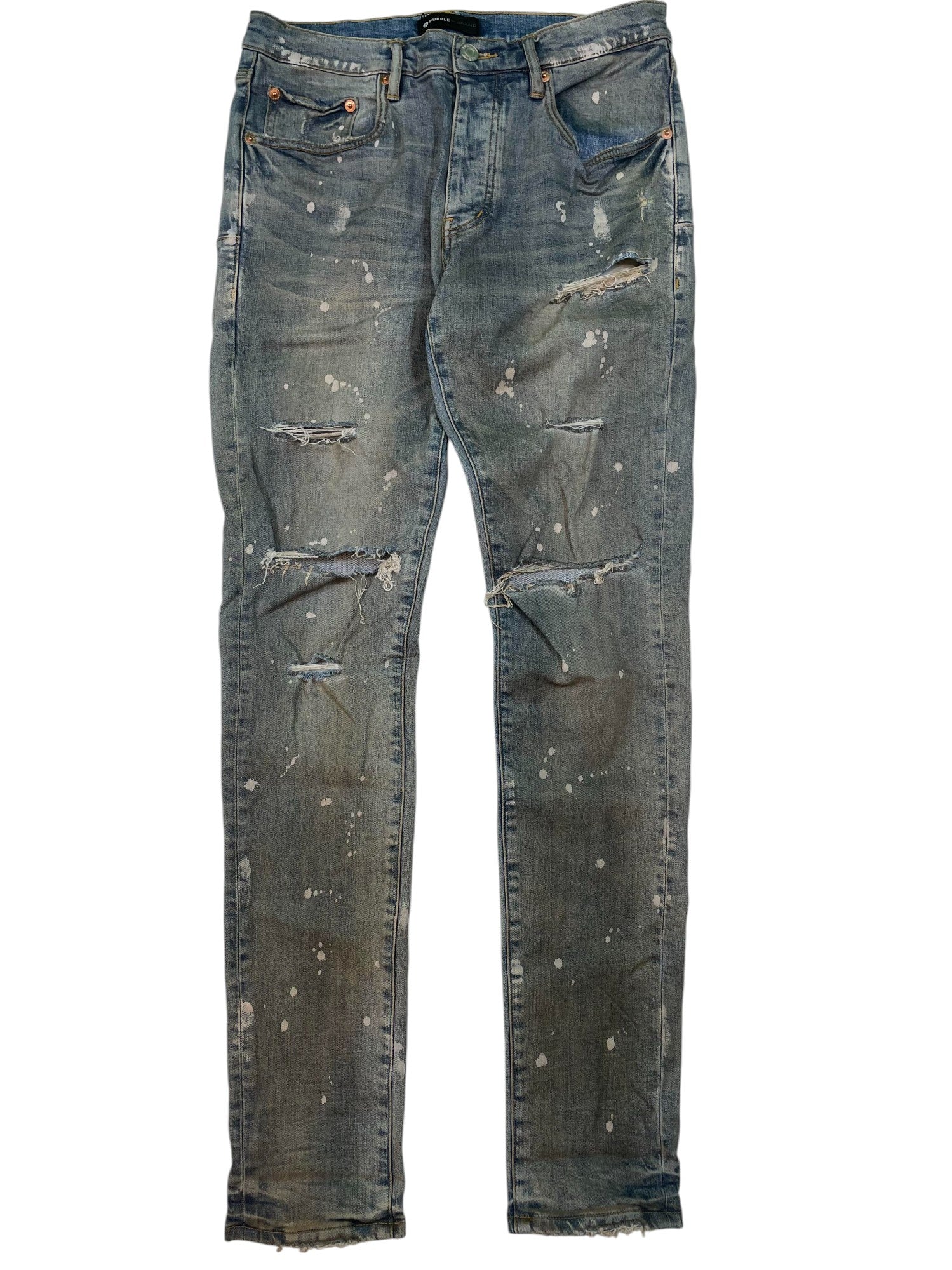 Purple Brand Vintage Wash Splatter Ripped Jeans