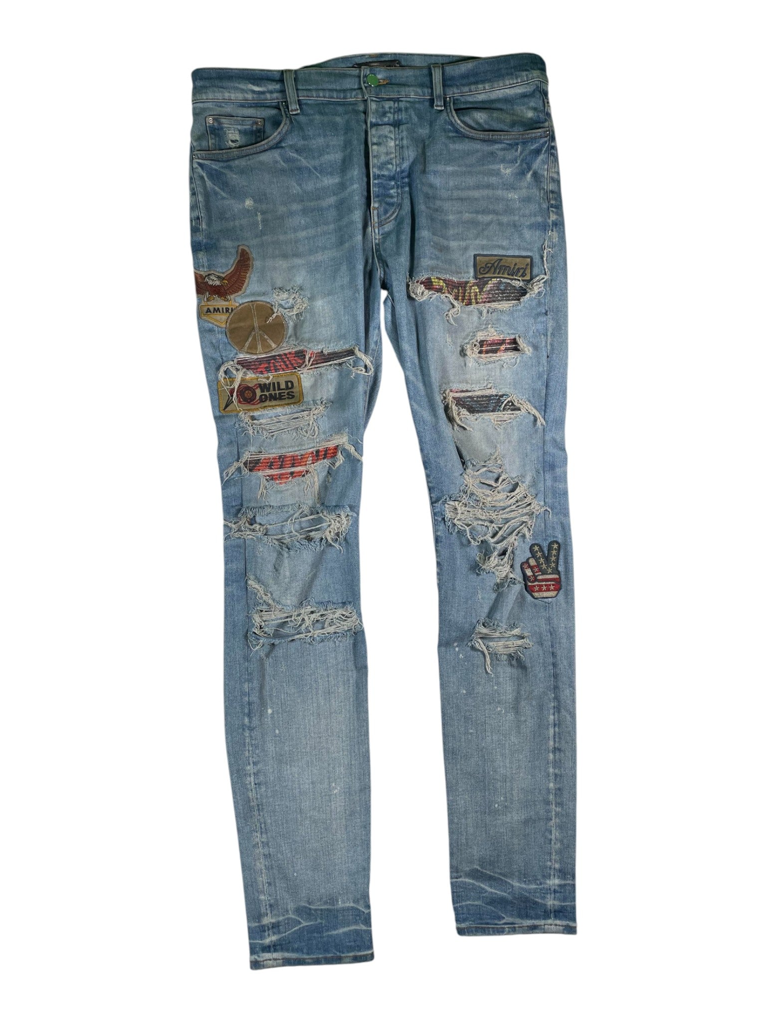 Amiri Biker Patch Light Wash Jeans