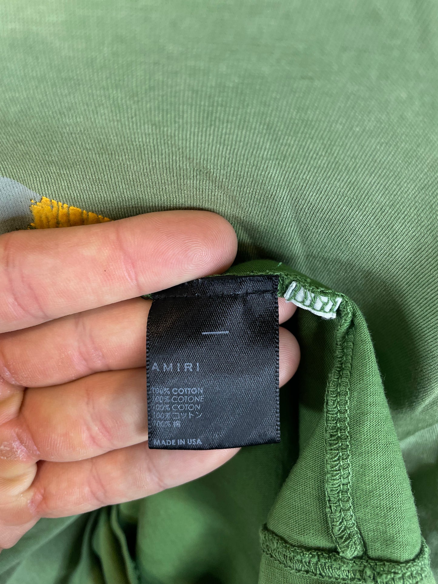Amiri Track Tee Olive Yellow Used Medium