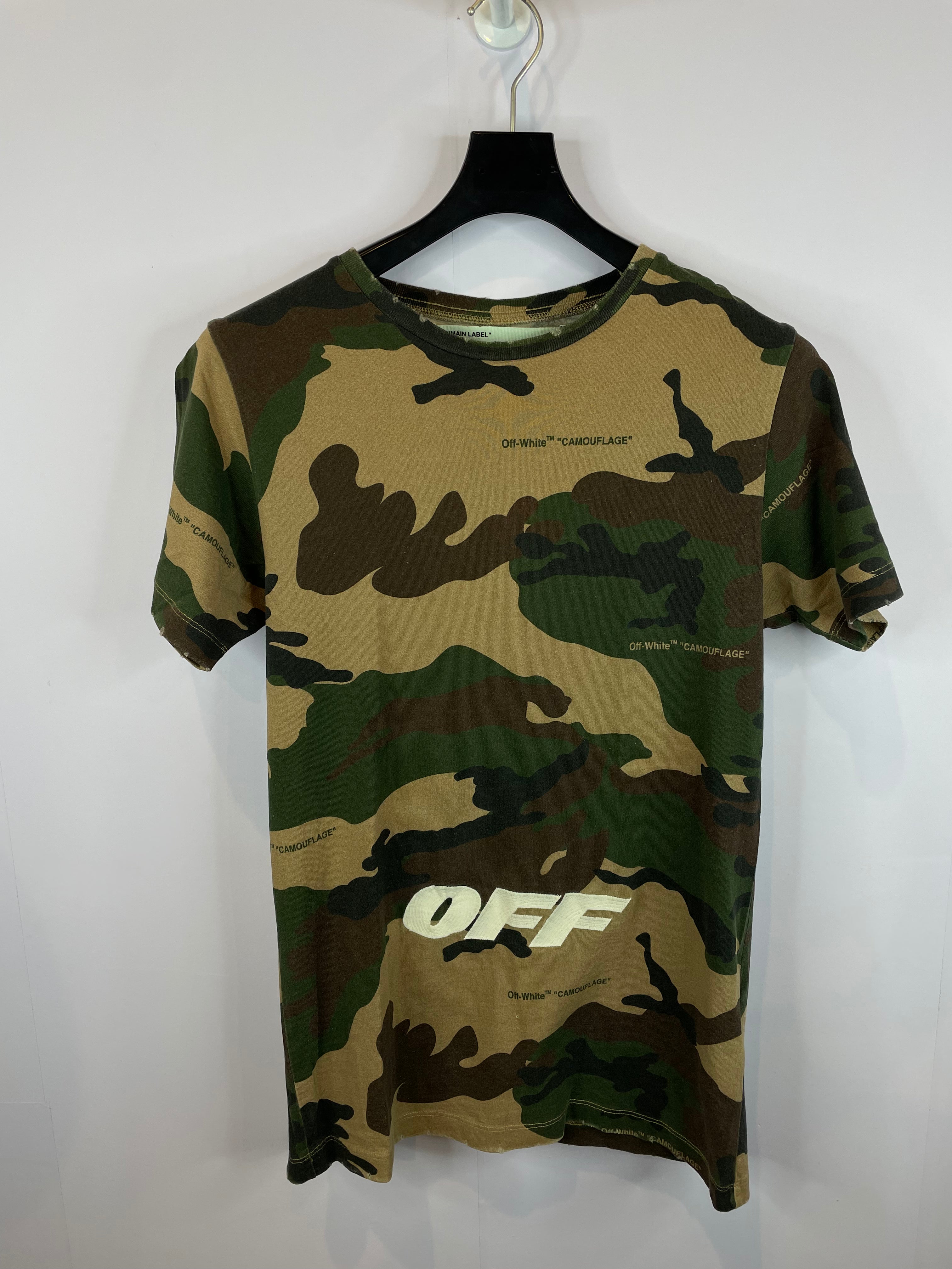 Off White Camo Tee Used XS