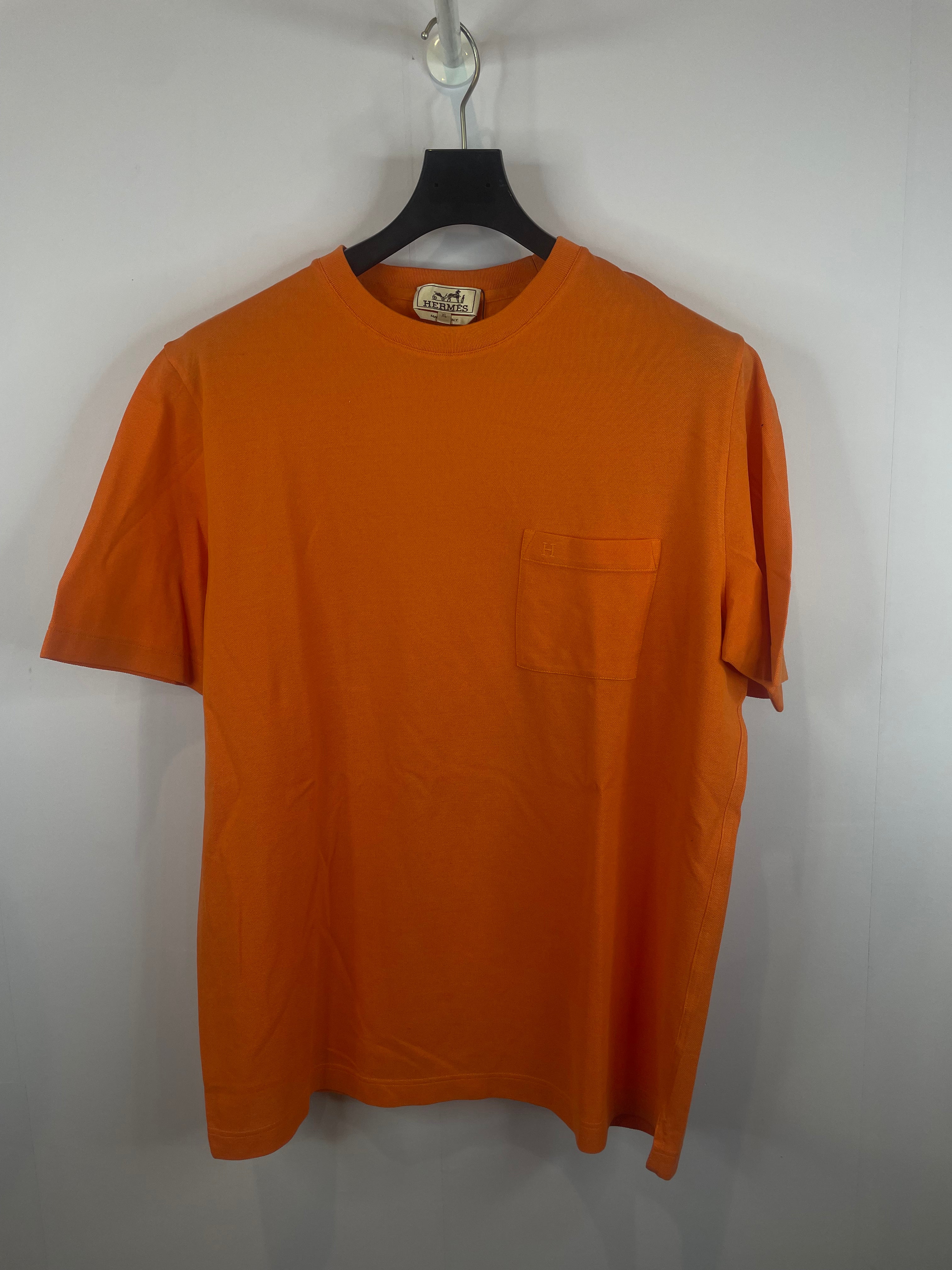 Hermes H Pocket Tee Orange Used XL