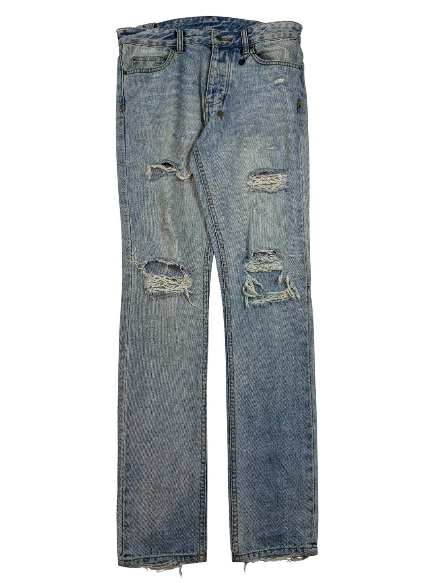 Ksubi Light Wash Ripped Box Logo Jeans