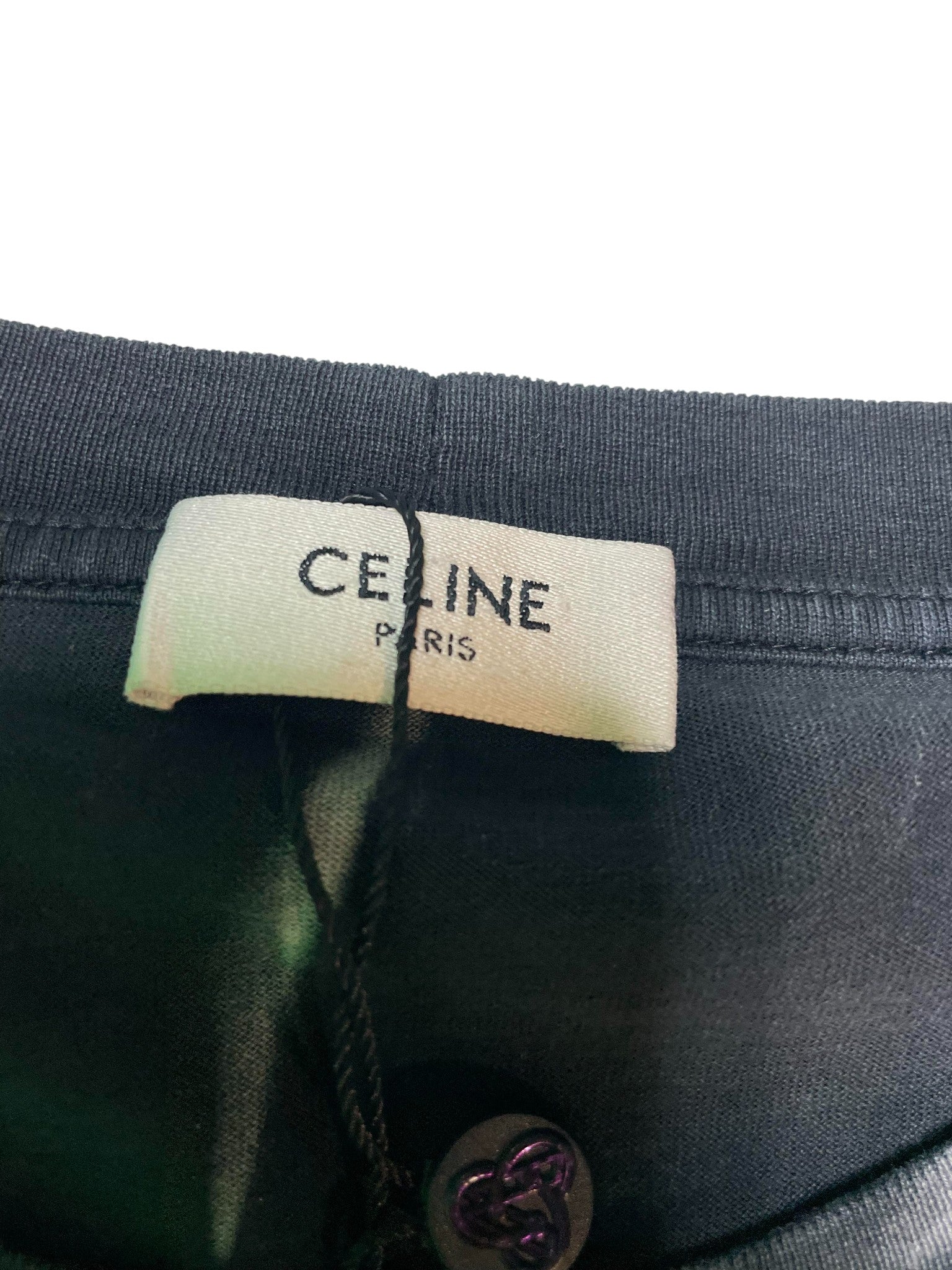 Celine Black White Storm Logo Tee