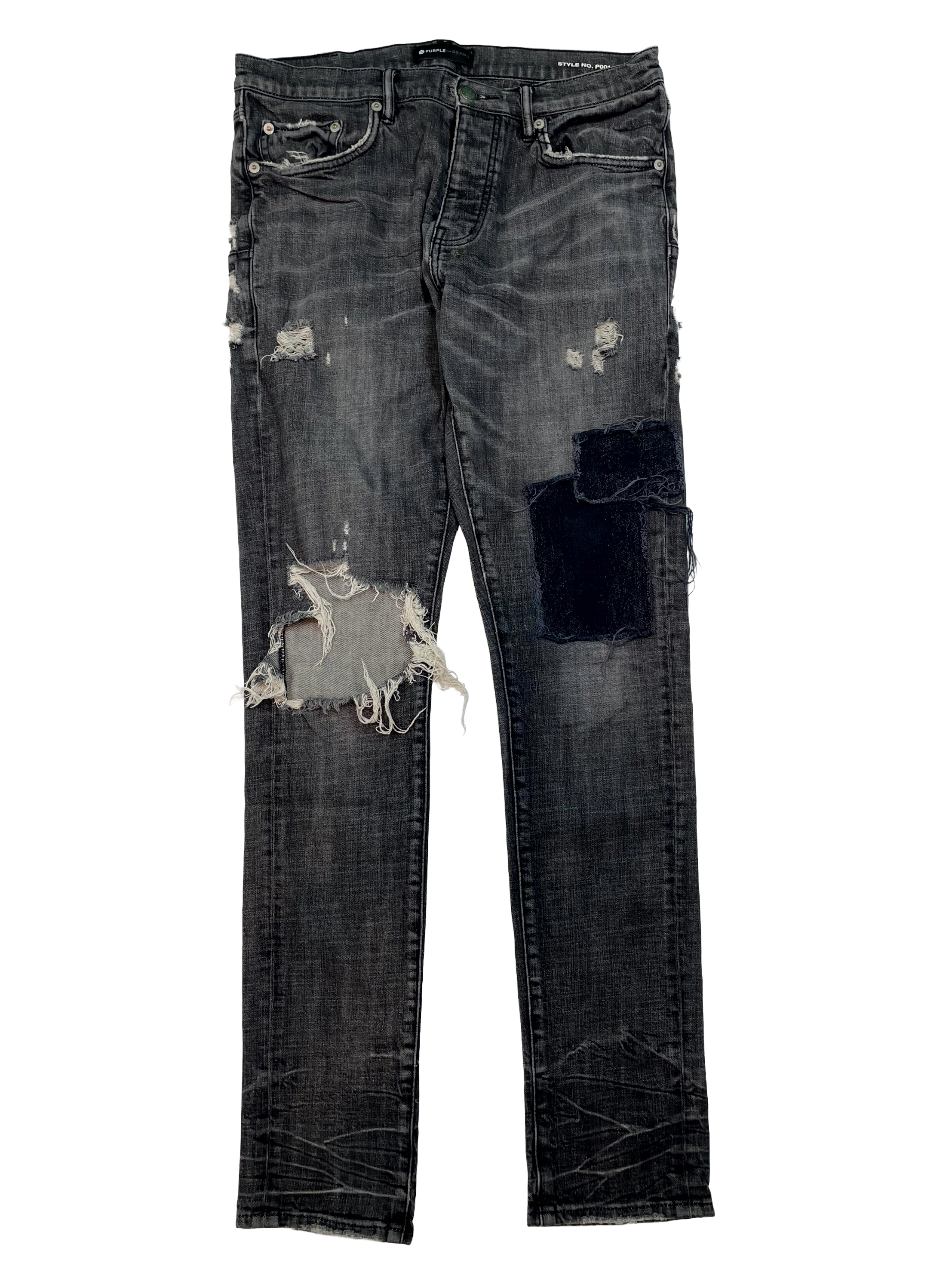 Purple Ripped Grey Wash Jeans