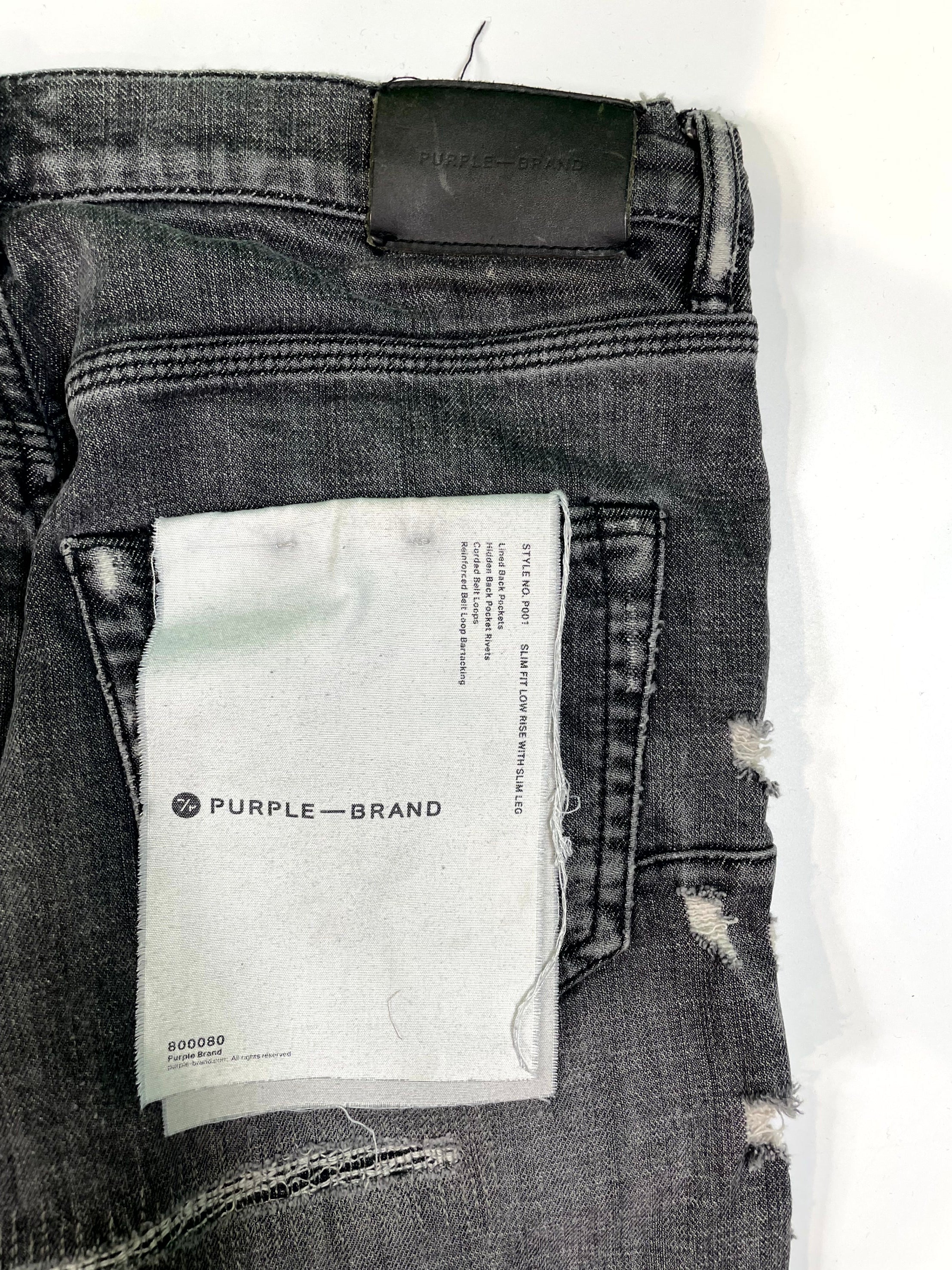 Purple Ripped Grey Wash Jeans