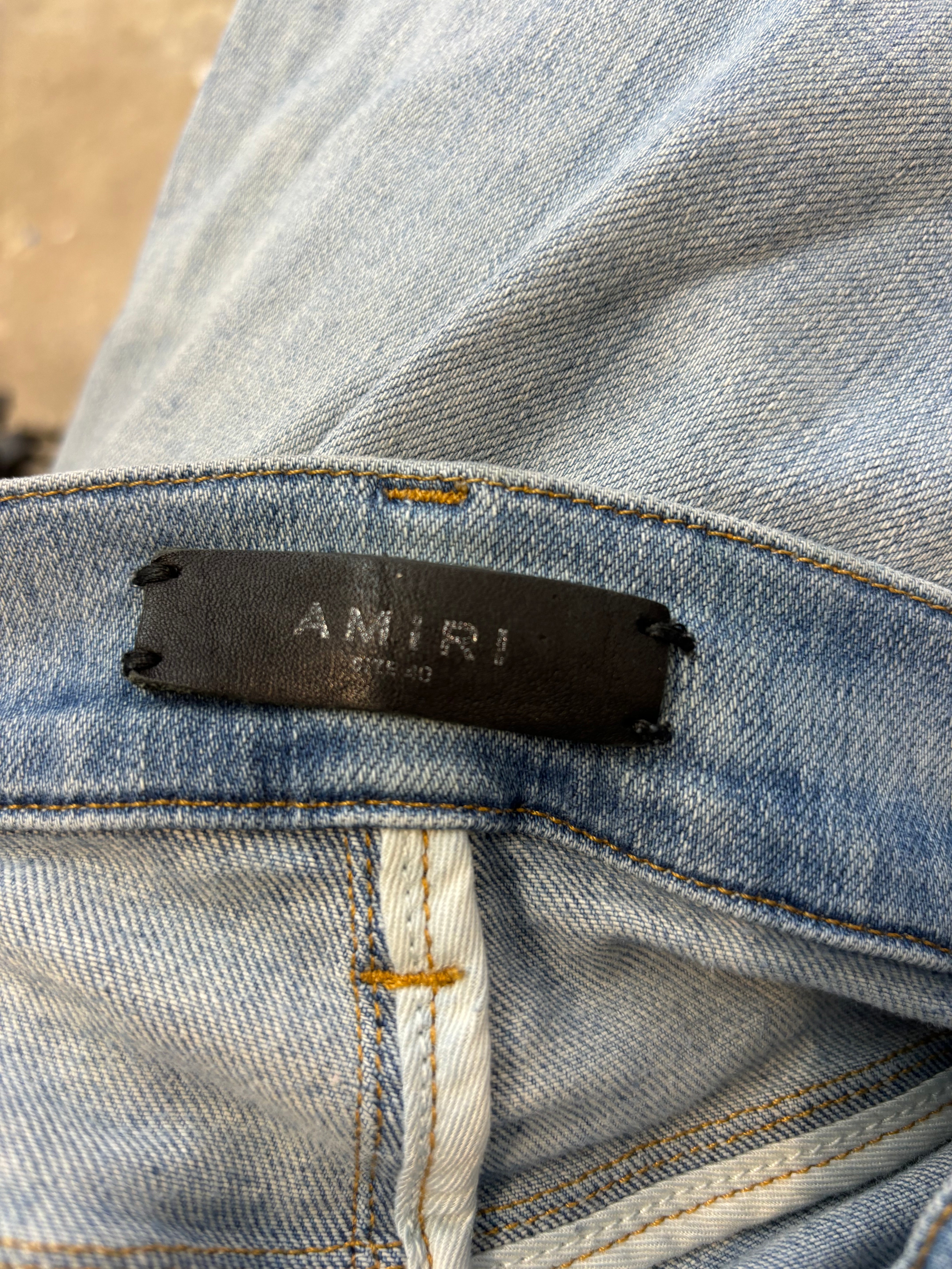 Amiri MX1 Light Wash Orange Crackle Patch