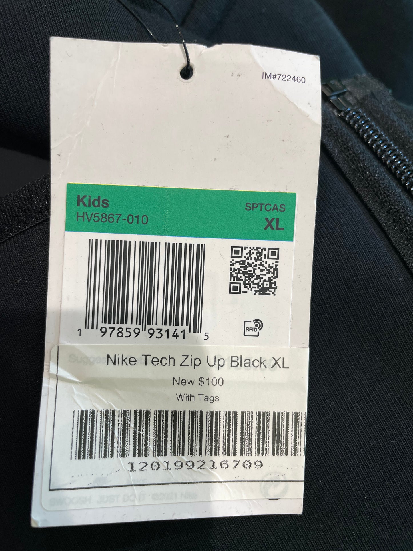 Nike Tech Zip Up Black Hoodie (Kids)