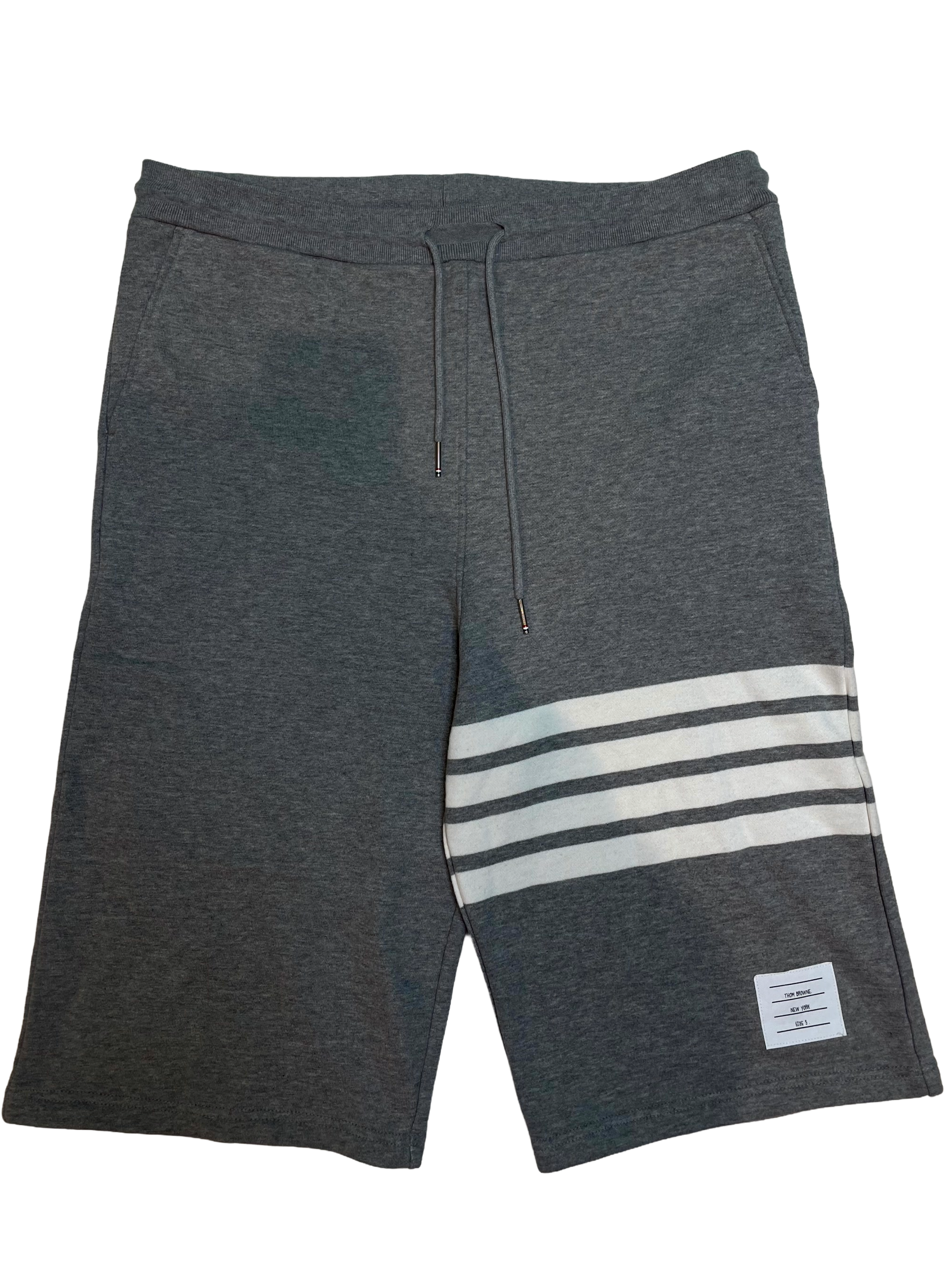 Thom Browne Stripe Sweat Grey & White Shorts