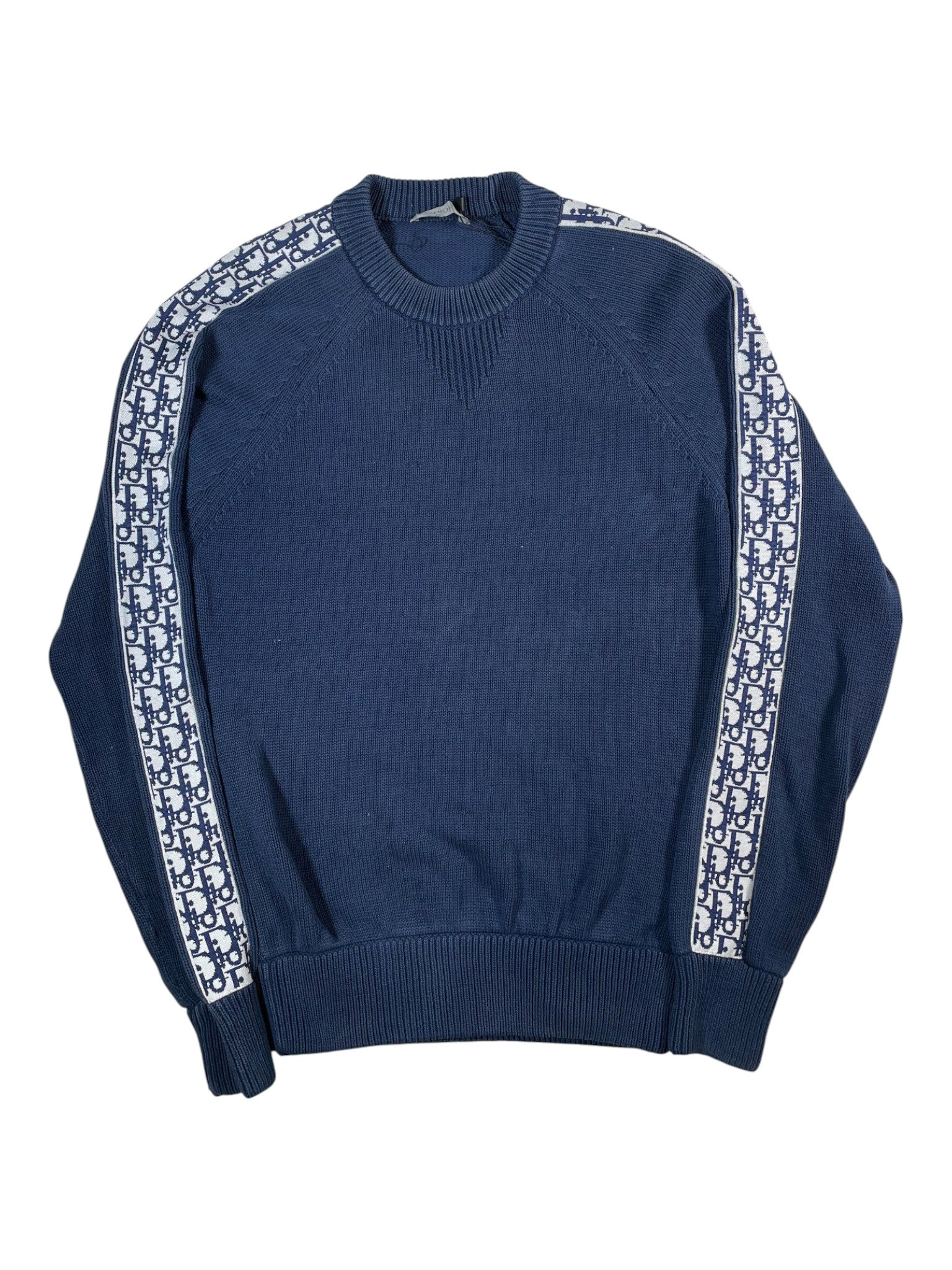 Dior Knit Oblique Side Logo Navy Crewneck