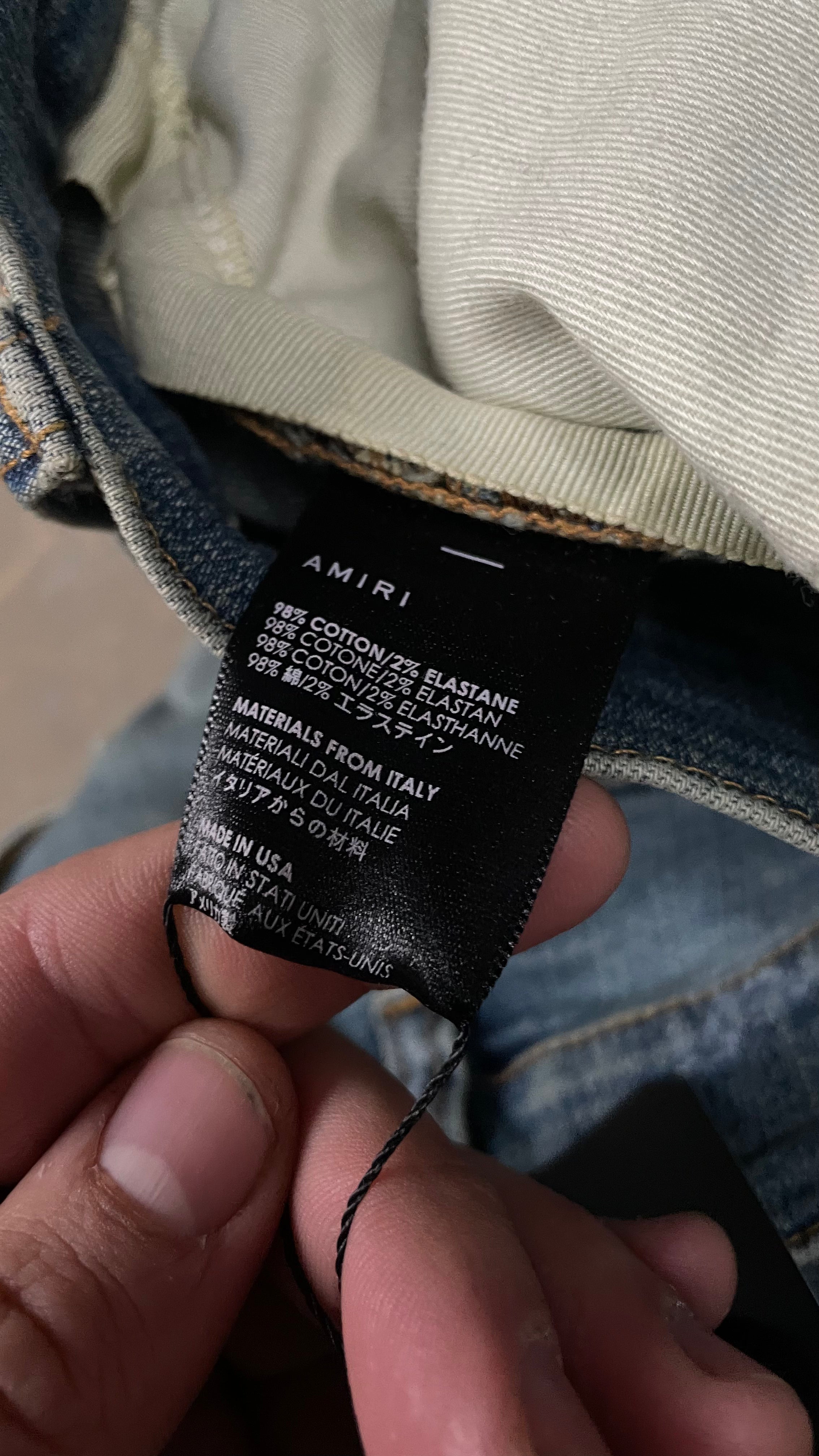 Amiri MX1 Black Bandana Patch Red White Jeans