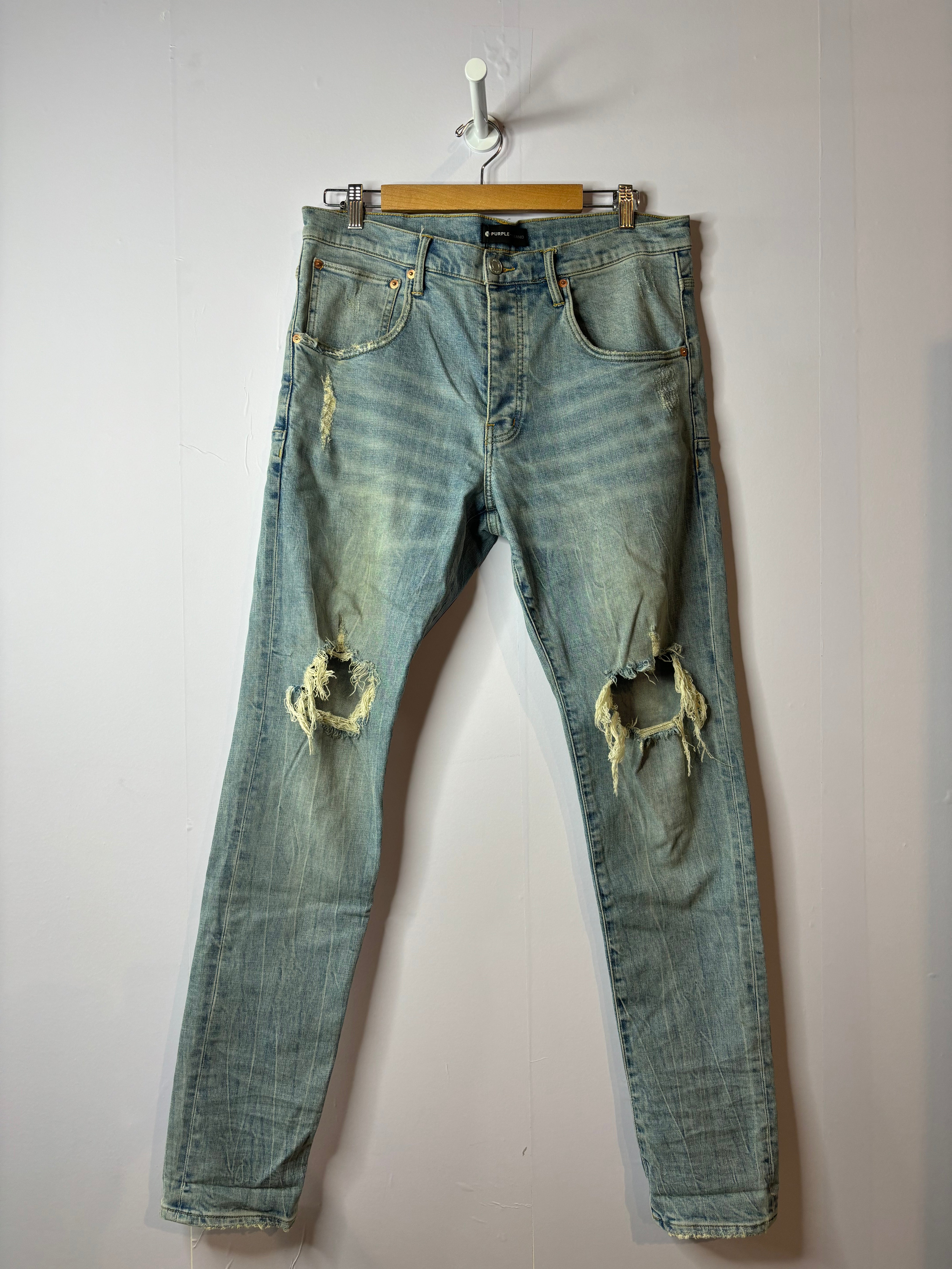 Purple Jeans Light Wash Blue