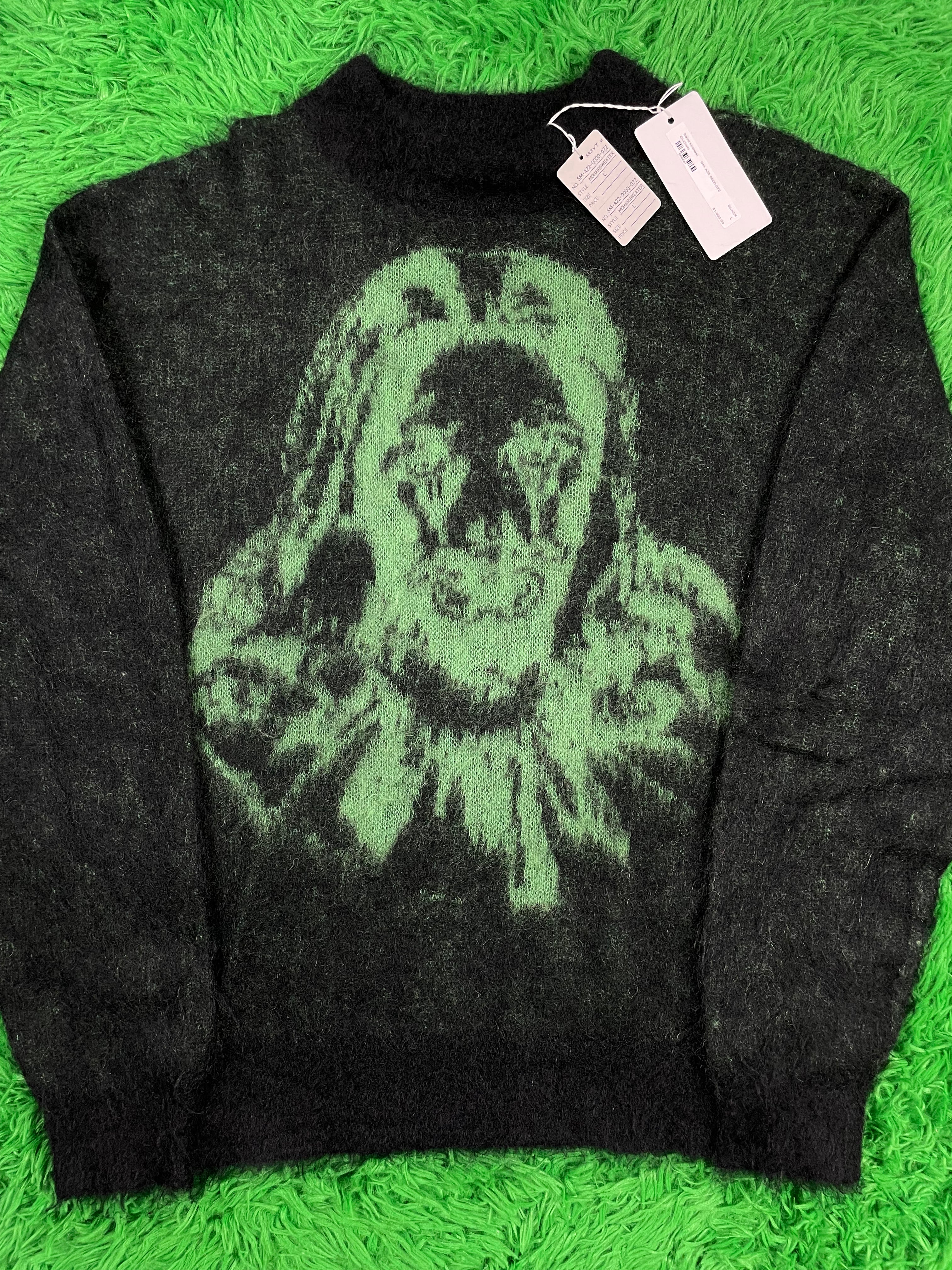 Saint Michael Crewneck Black Green Mohair Large NEW
