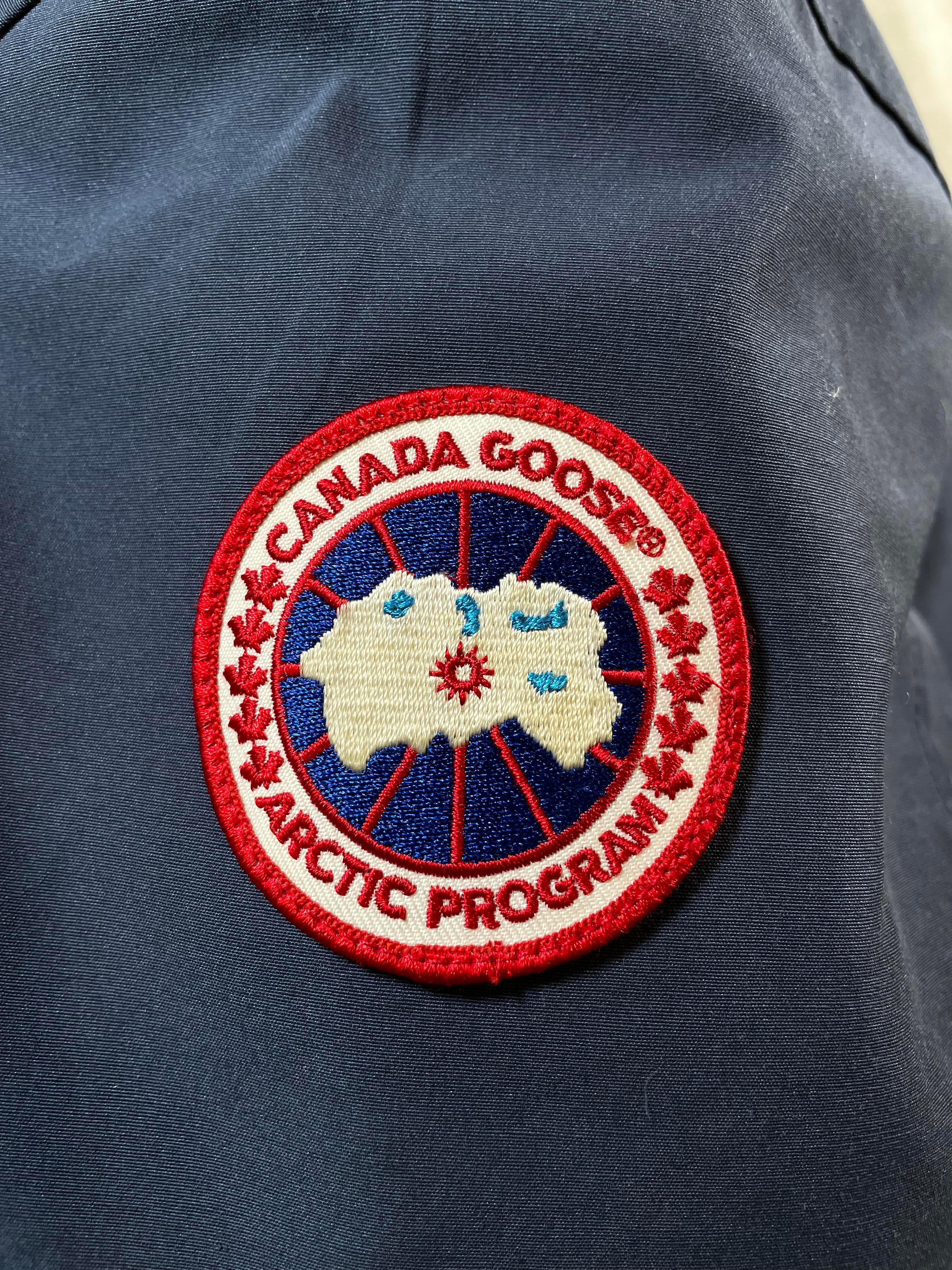 Canada Goose White Fur Navy Long Parka