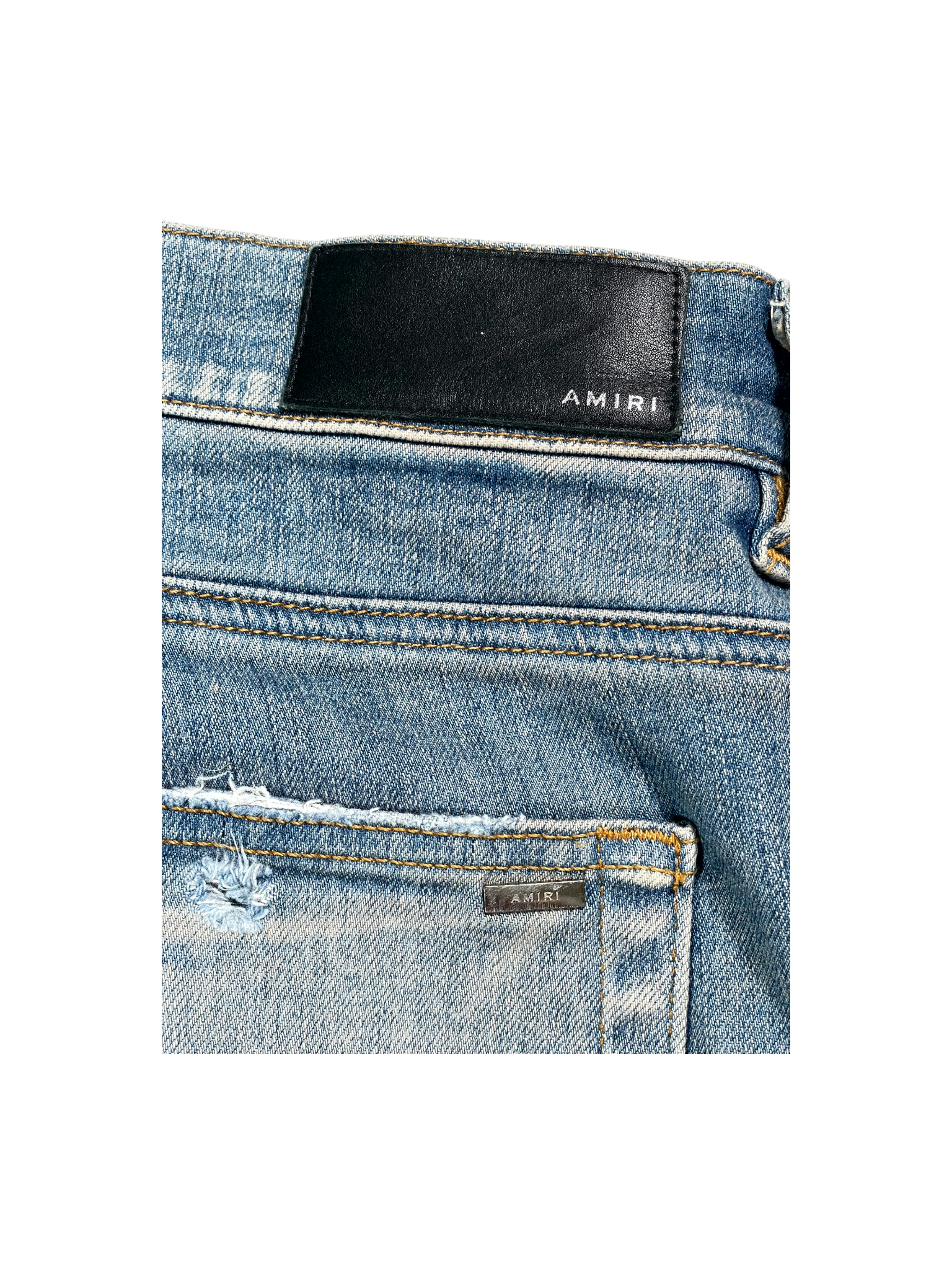 Amiri MX1 Paisley Patch Light Wash & Black Jeans