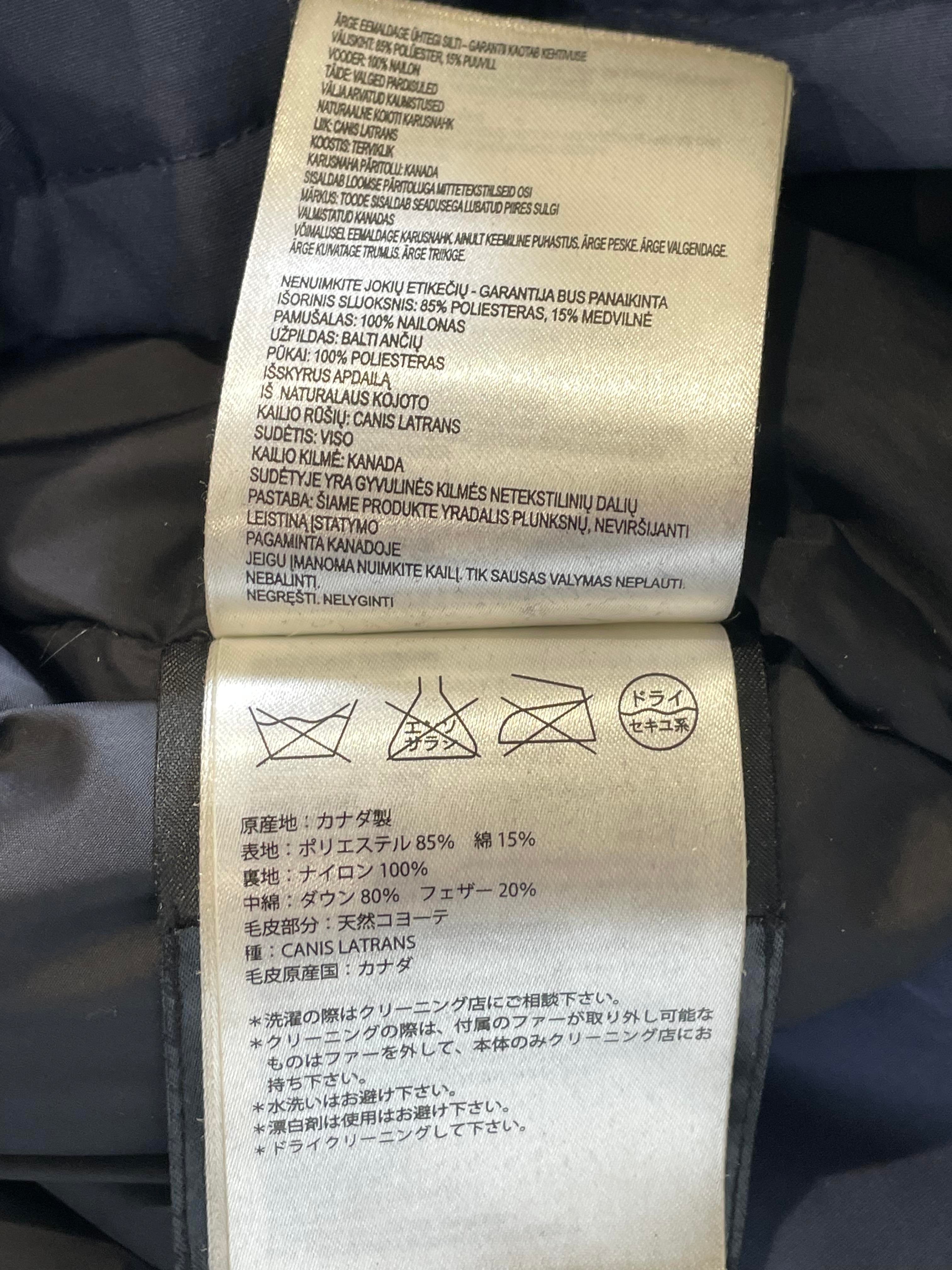 Canada Goose White Fur Navy Long Parka