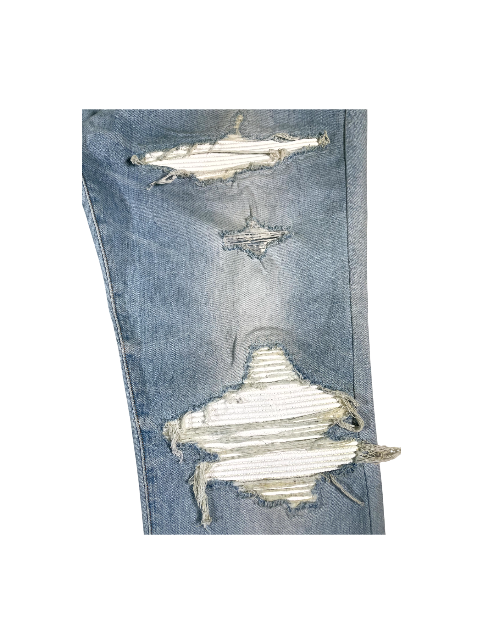 Amiri Leather Patch MX1 Light Wash & White Jeans