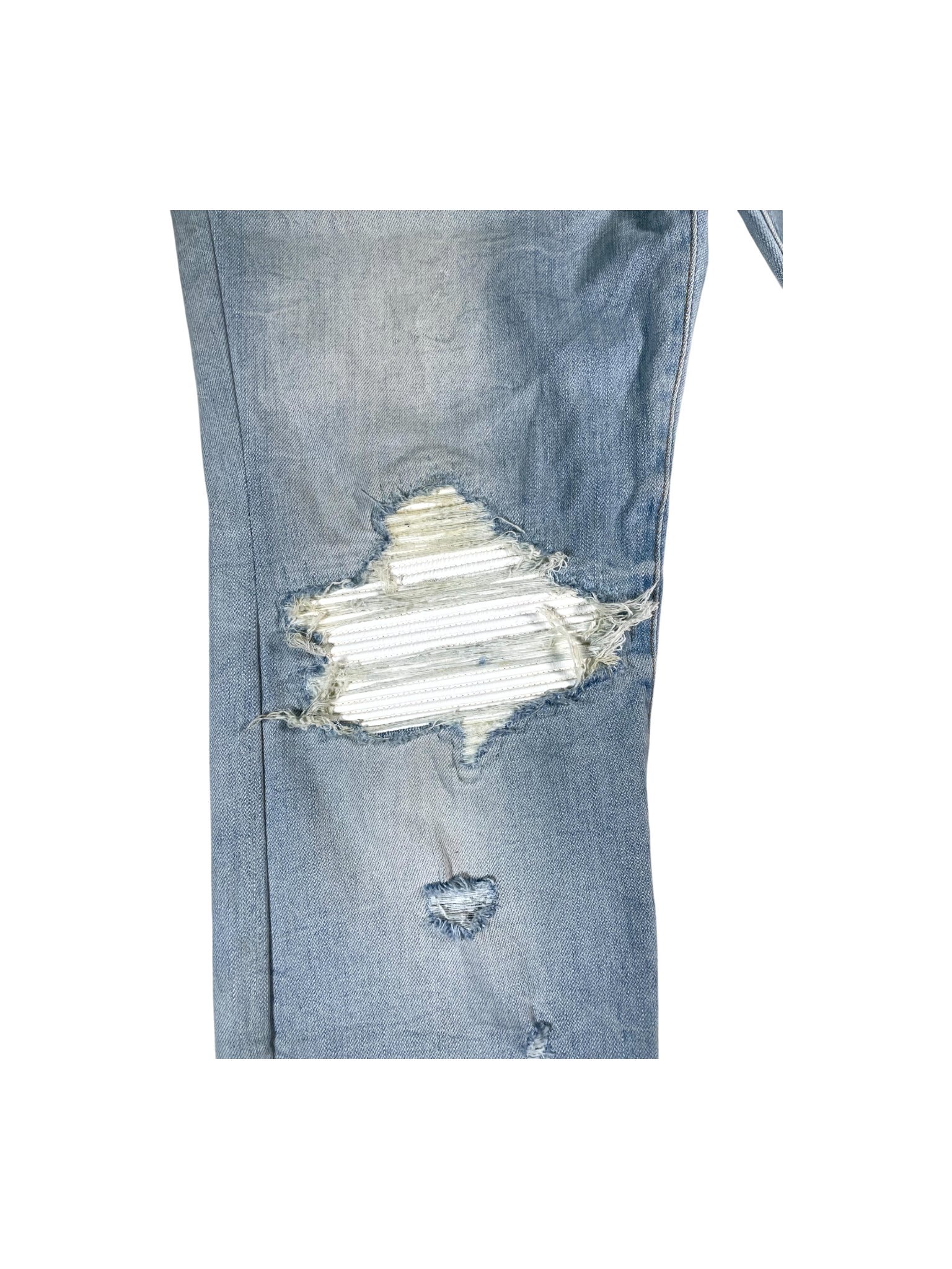 Amiri Leather Patch MX1 Light Wash & White Jeans