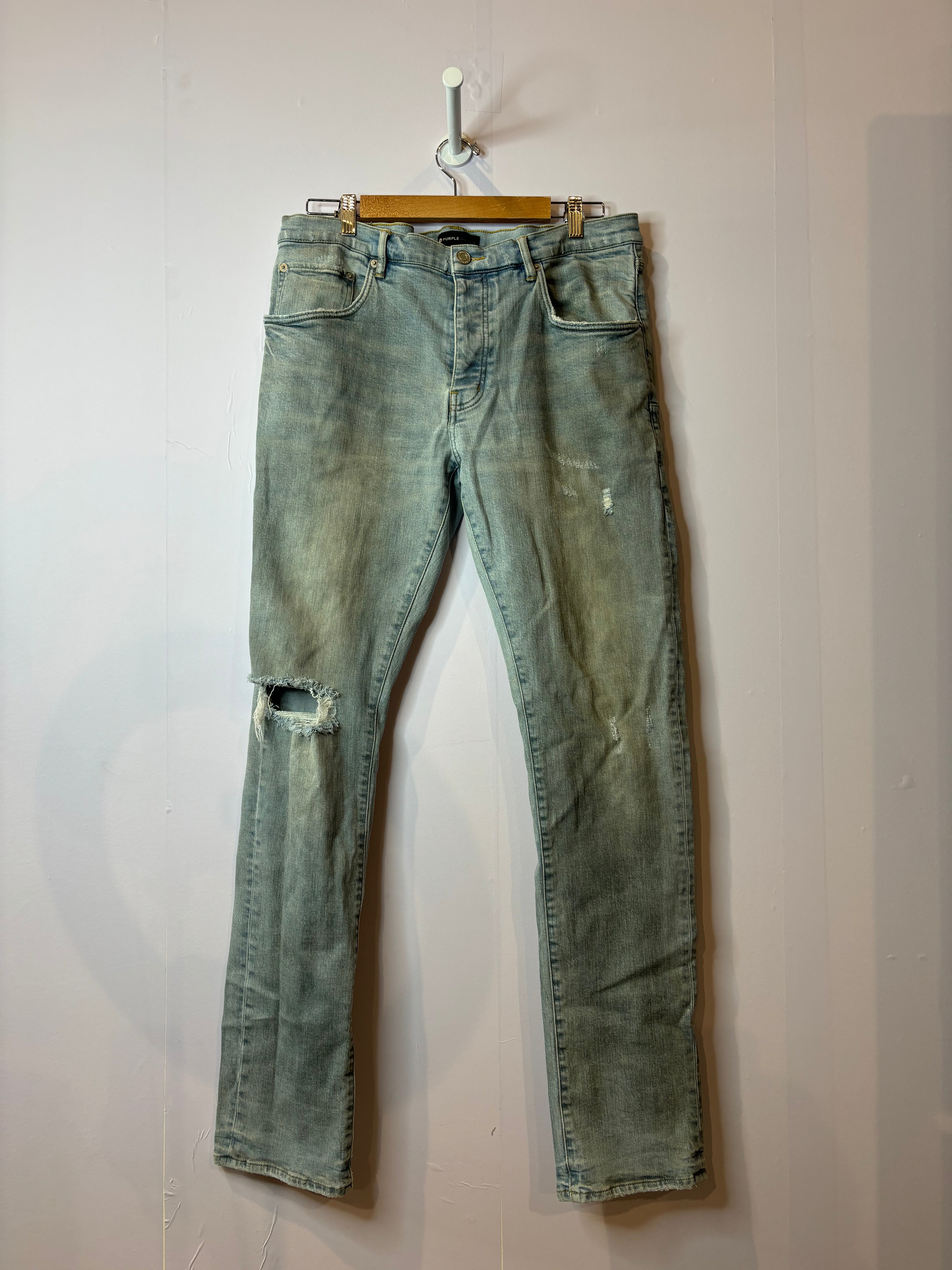 Purple Brand Light Wash Ripped Jeans