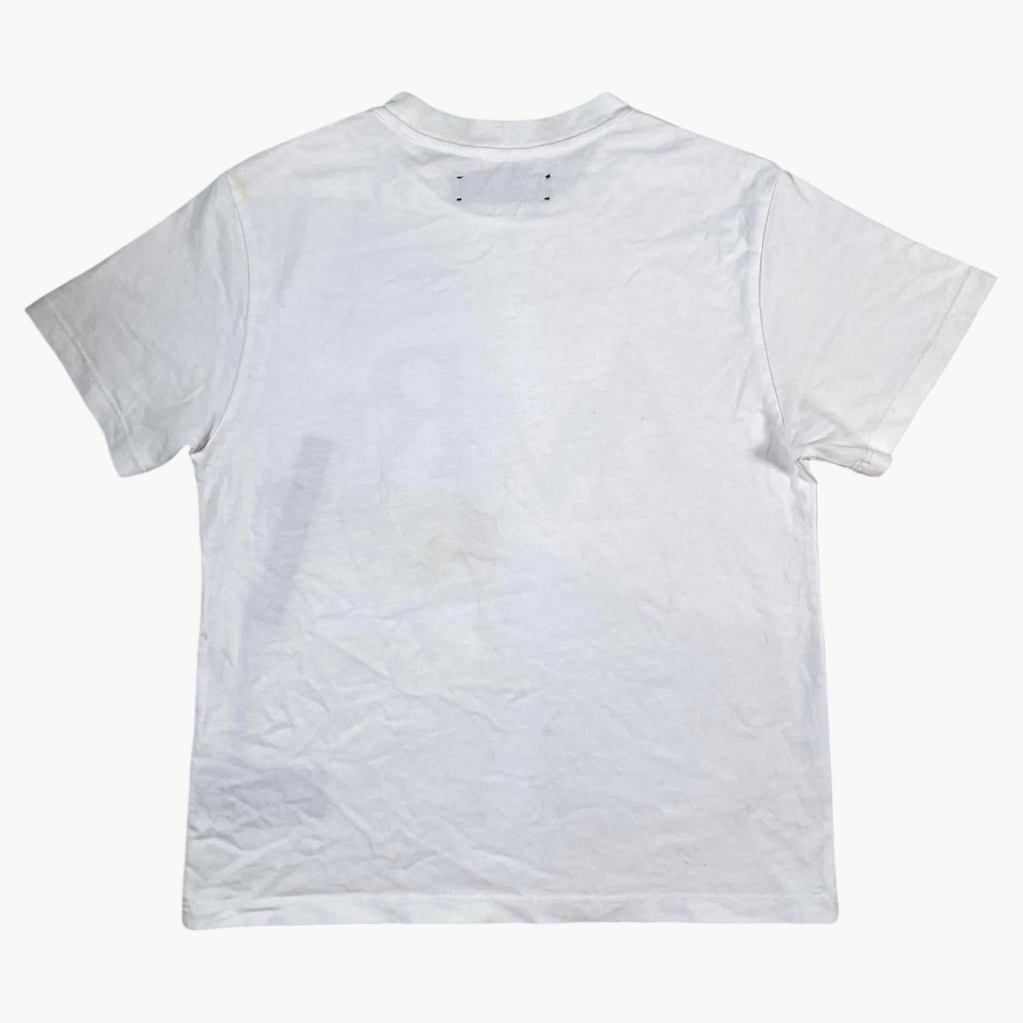 Amiri Blue Staggered Logo White Tee