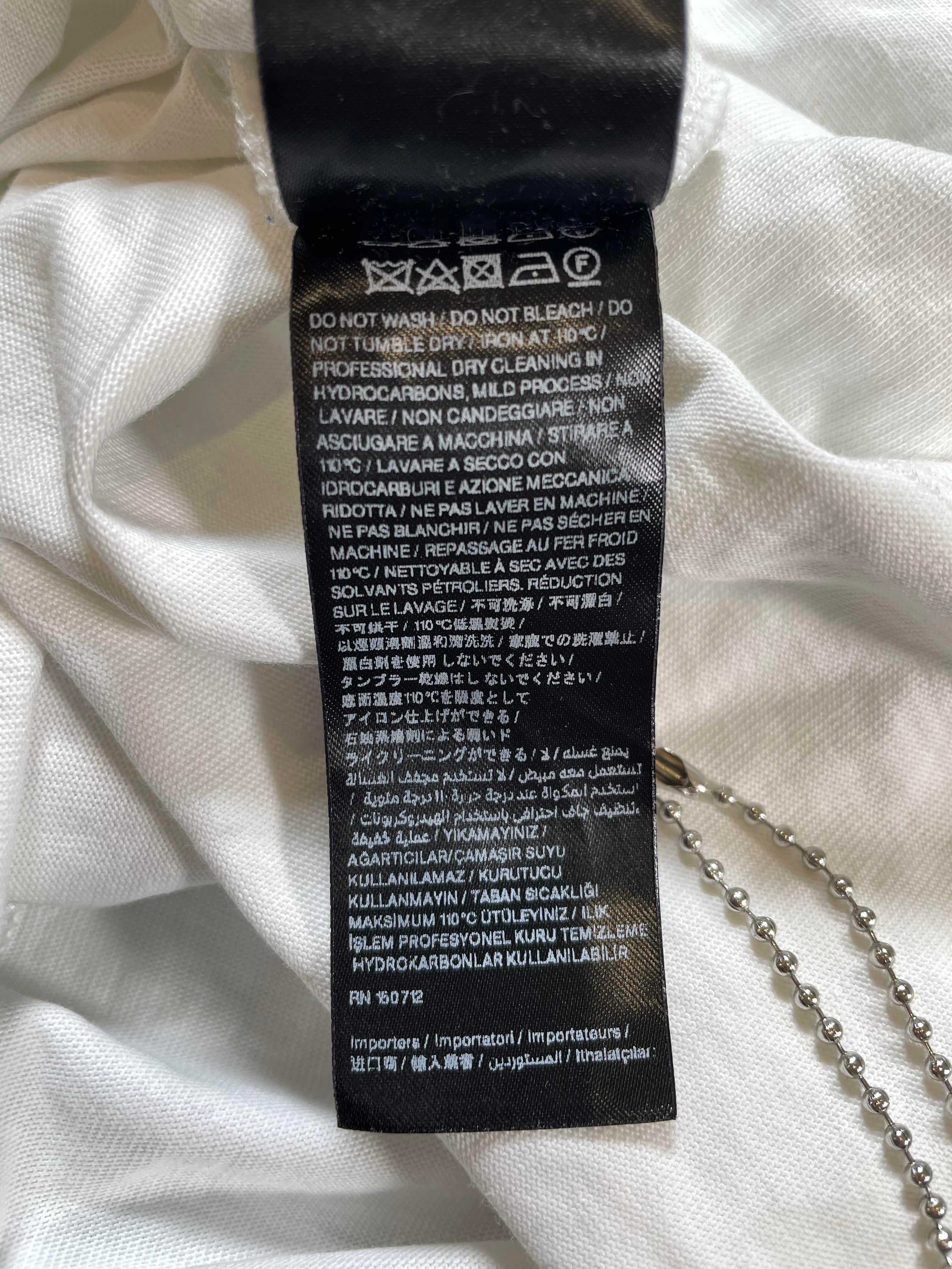Amiri Blue Staggered Logo White Tee
