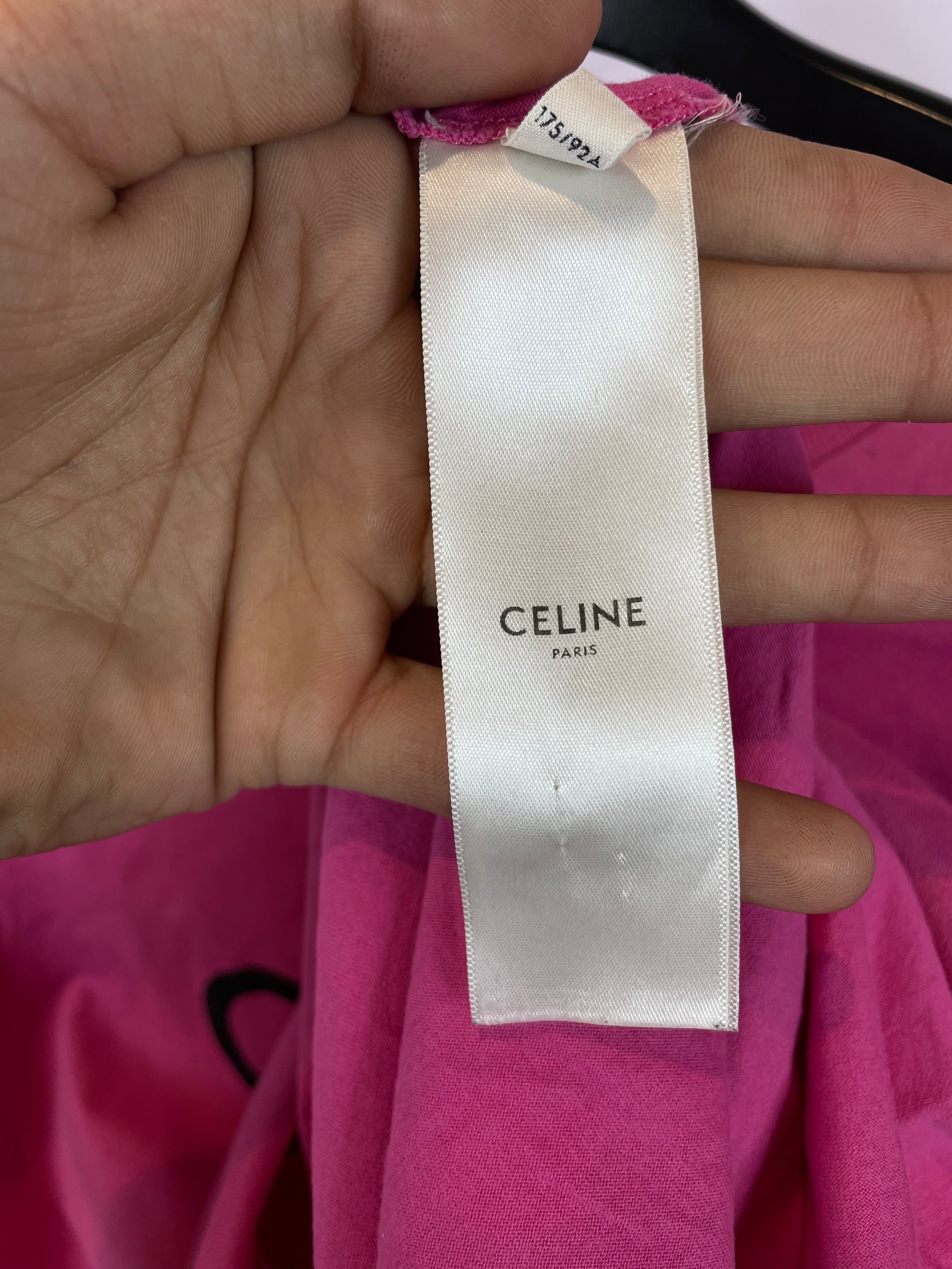 Celine Spellout Tee Hot Pink Used Large