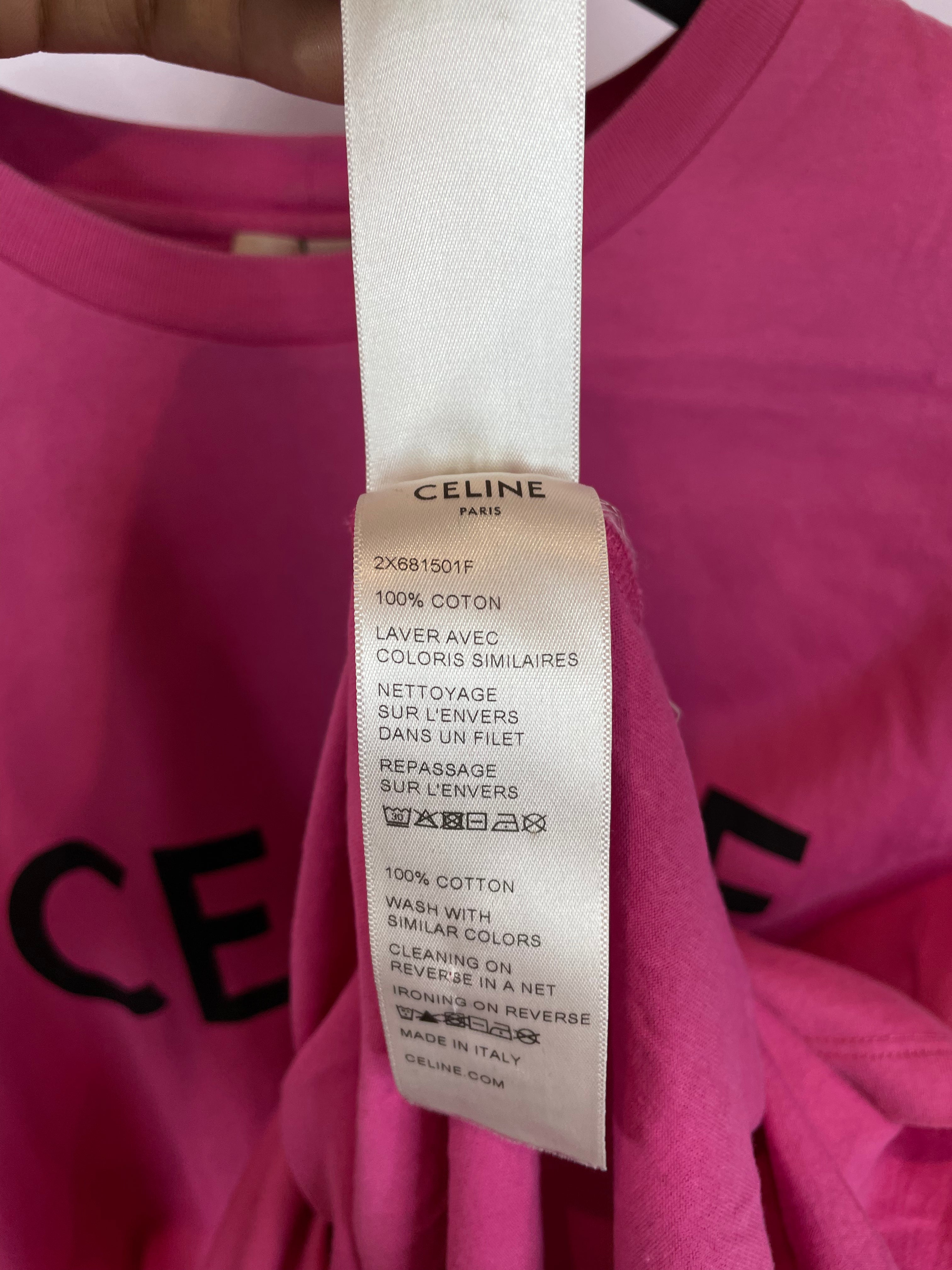 Celine Spellout Tee Hot Pink Used Large