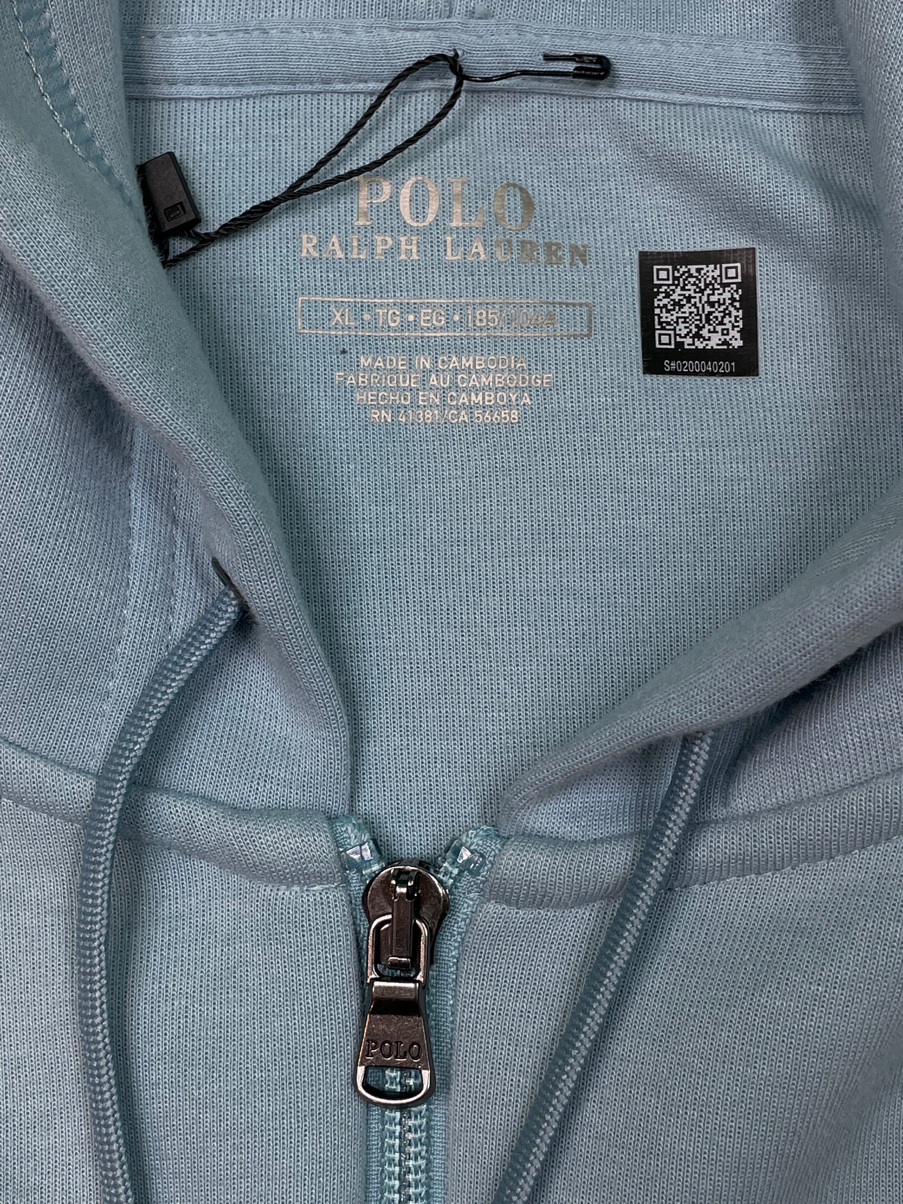 Polo Baby Blue Zip Up Hoodie
