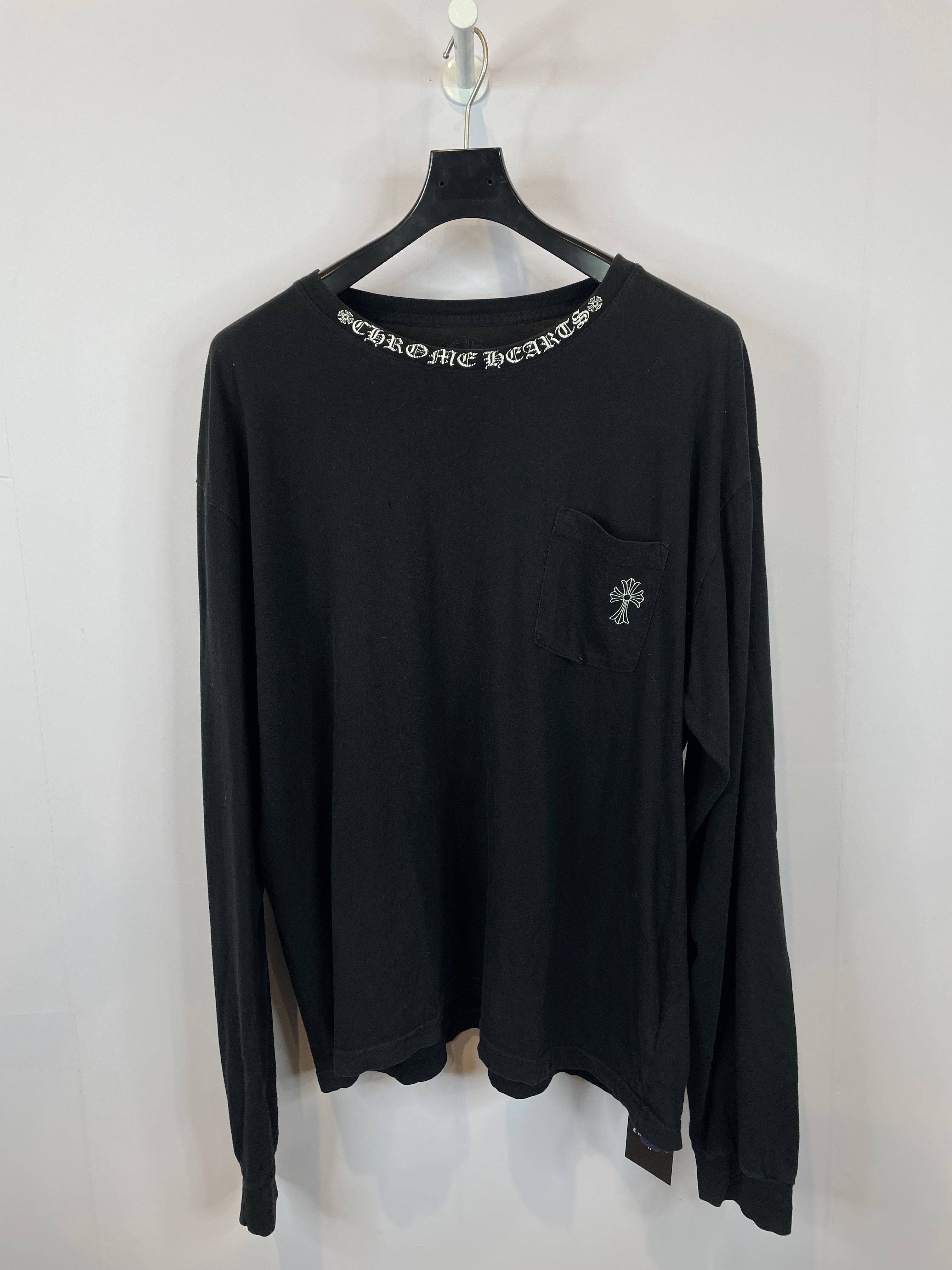 Chrome Hearts Neck Logo Pocket Cross LS Used XXL