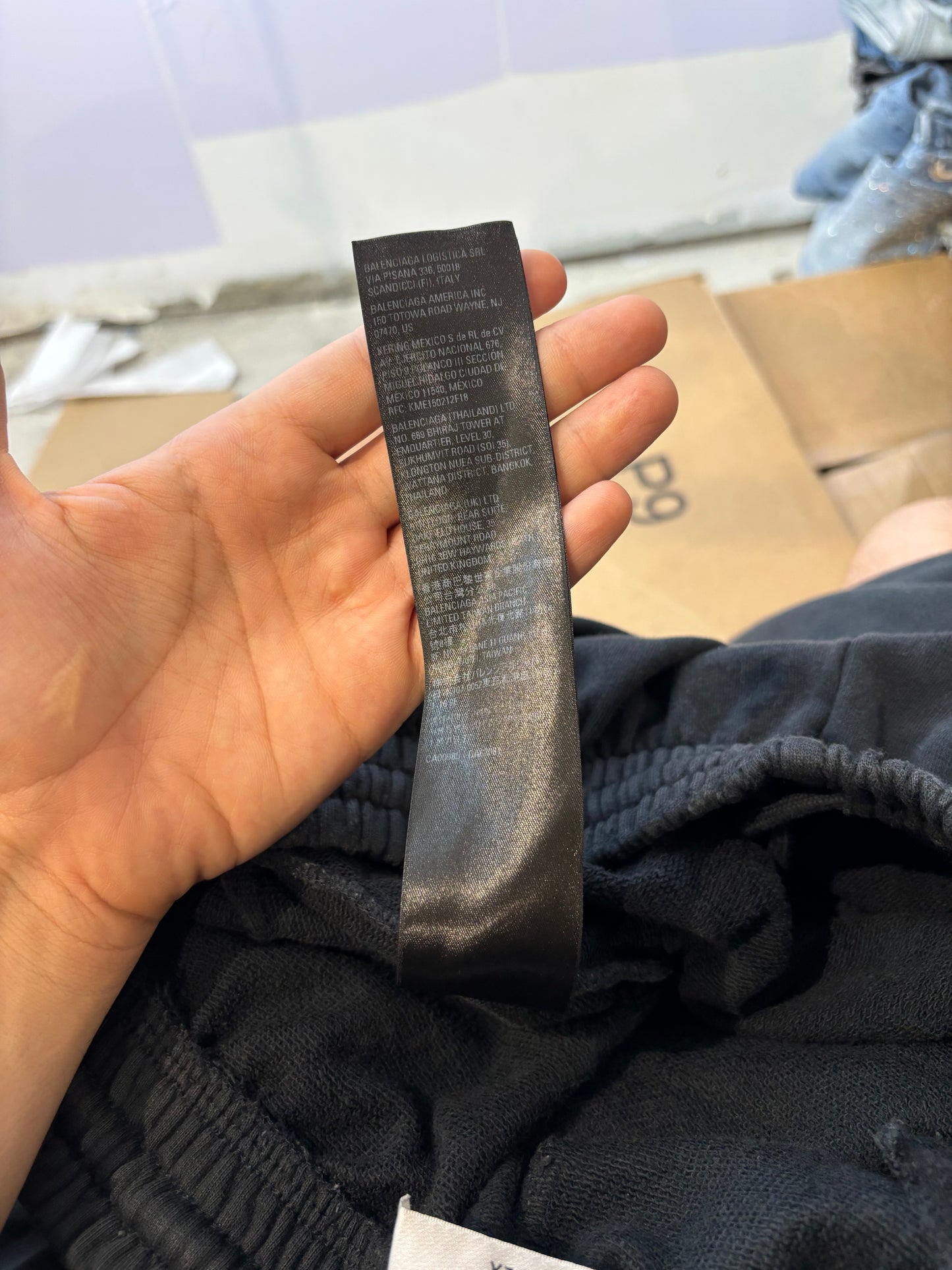 Balenciaga BB Logo Distressed Sweats Black Used Large