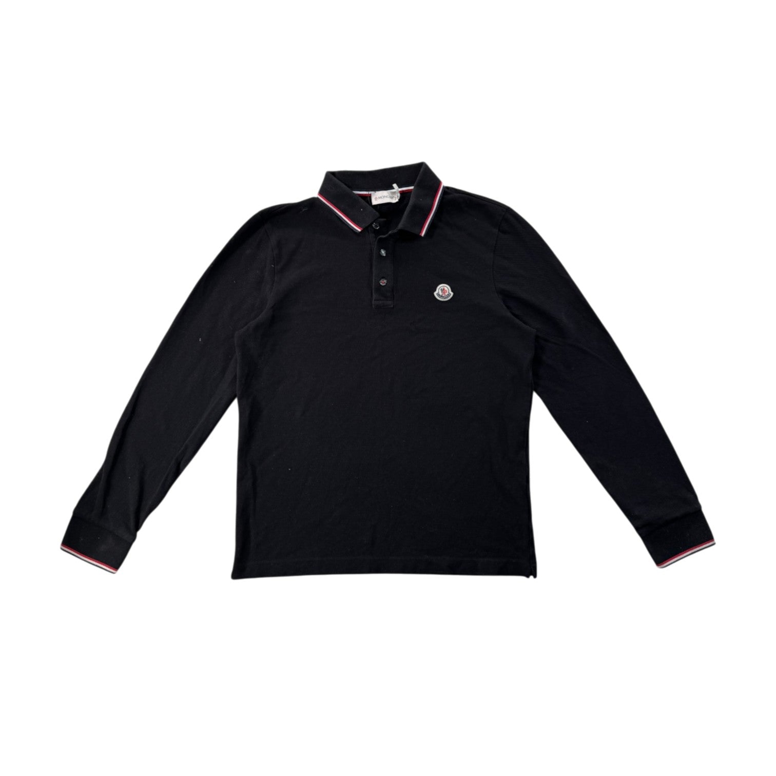 Moncler Long Sleeve Logo Black Polo Shirt