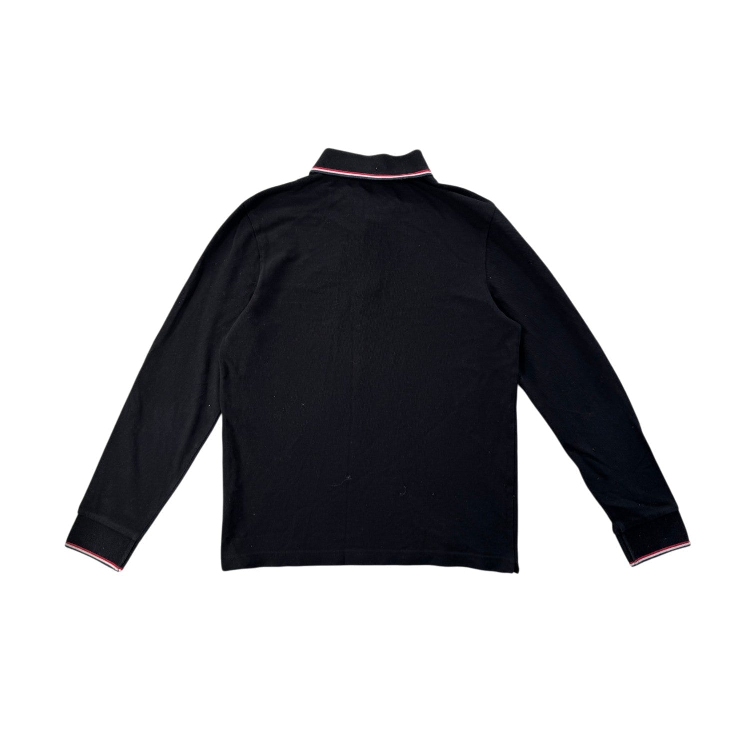Moncler Long Sleeve Logo Black Polo Shirt