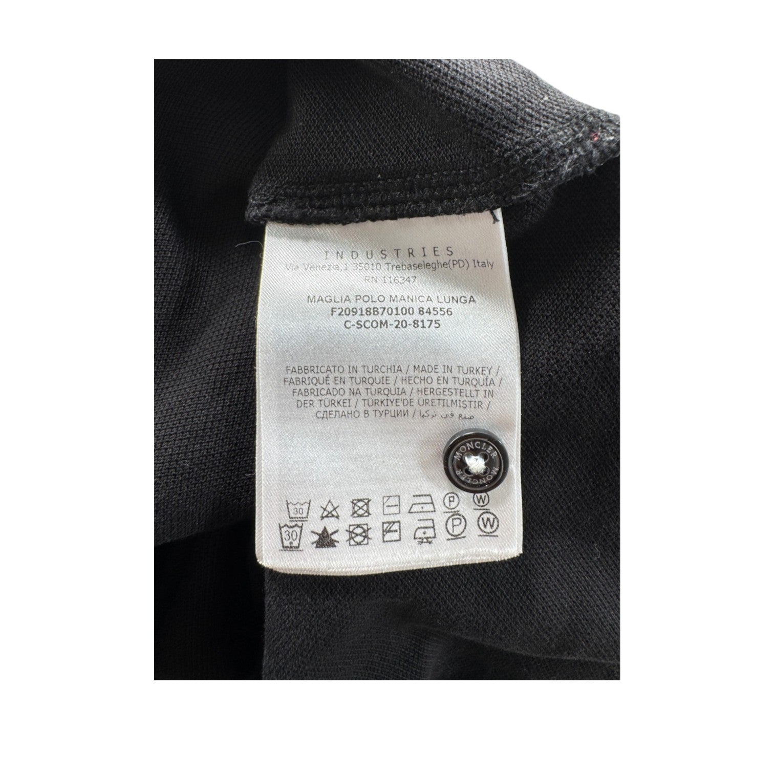 Moncler Long Sleeve Logo Black Polo Shirt