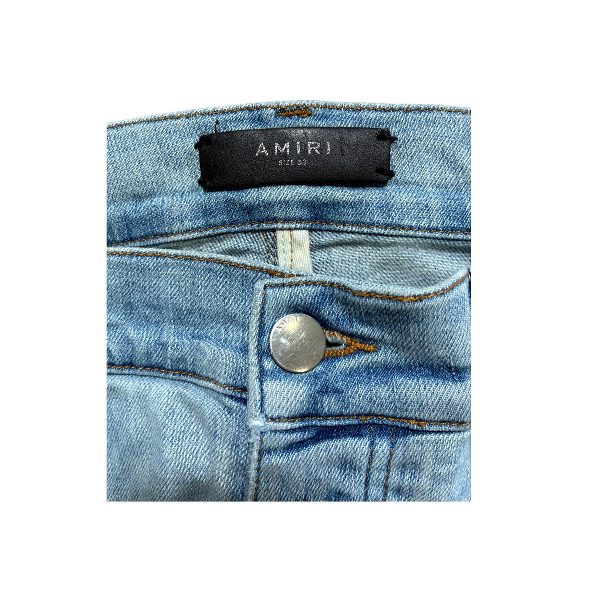 Amiri MX1 Patch Light Wash, Navy & Red Jeans
