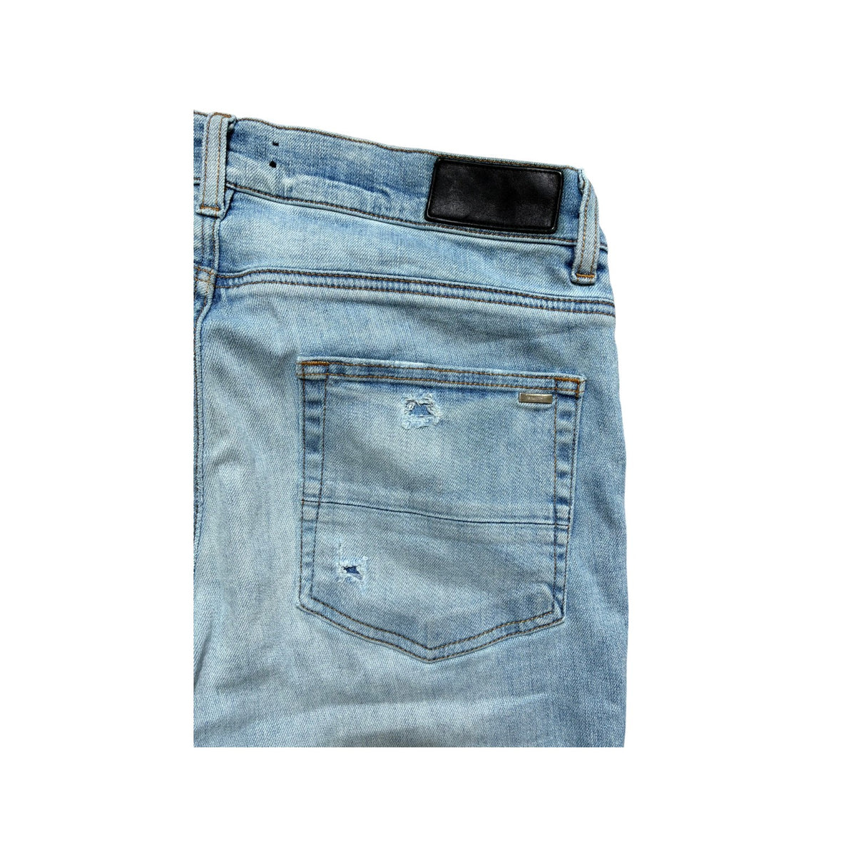Amiri MX1 Patch Light Wash, Navy & Red Jeans
