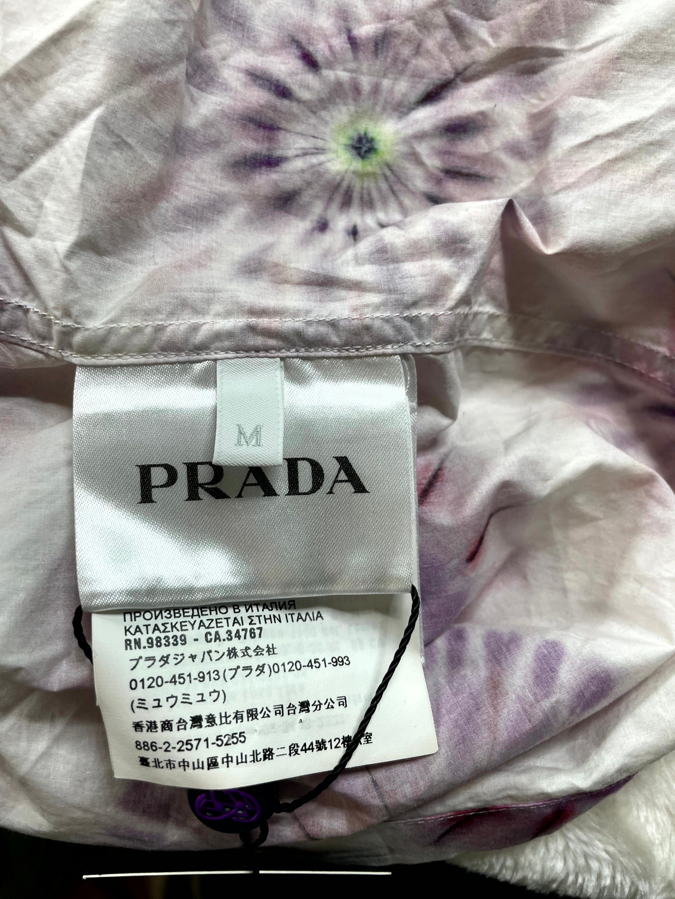 Prada Tie Dye Button Up Purple & Pink Shirt