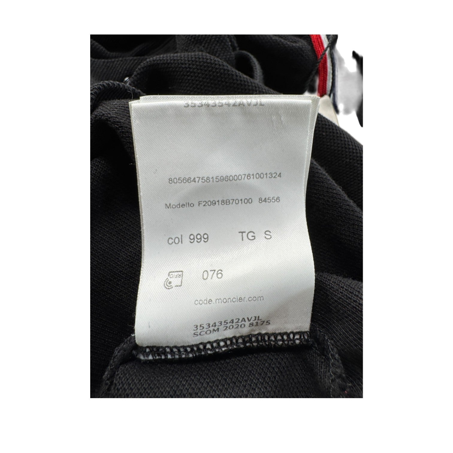 Moncler Long Sleeve Logo Black Polo Shirt