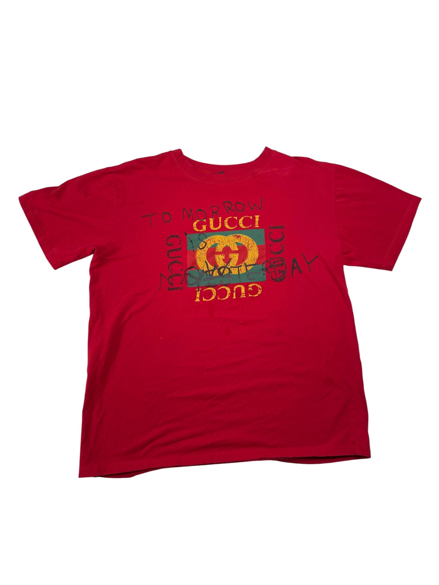 Gucci Chest Logo 'Tomorrow Is Not Yesterday' Red Tee
