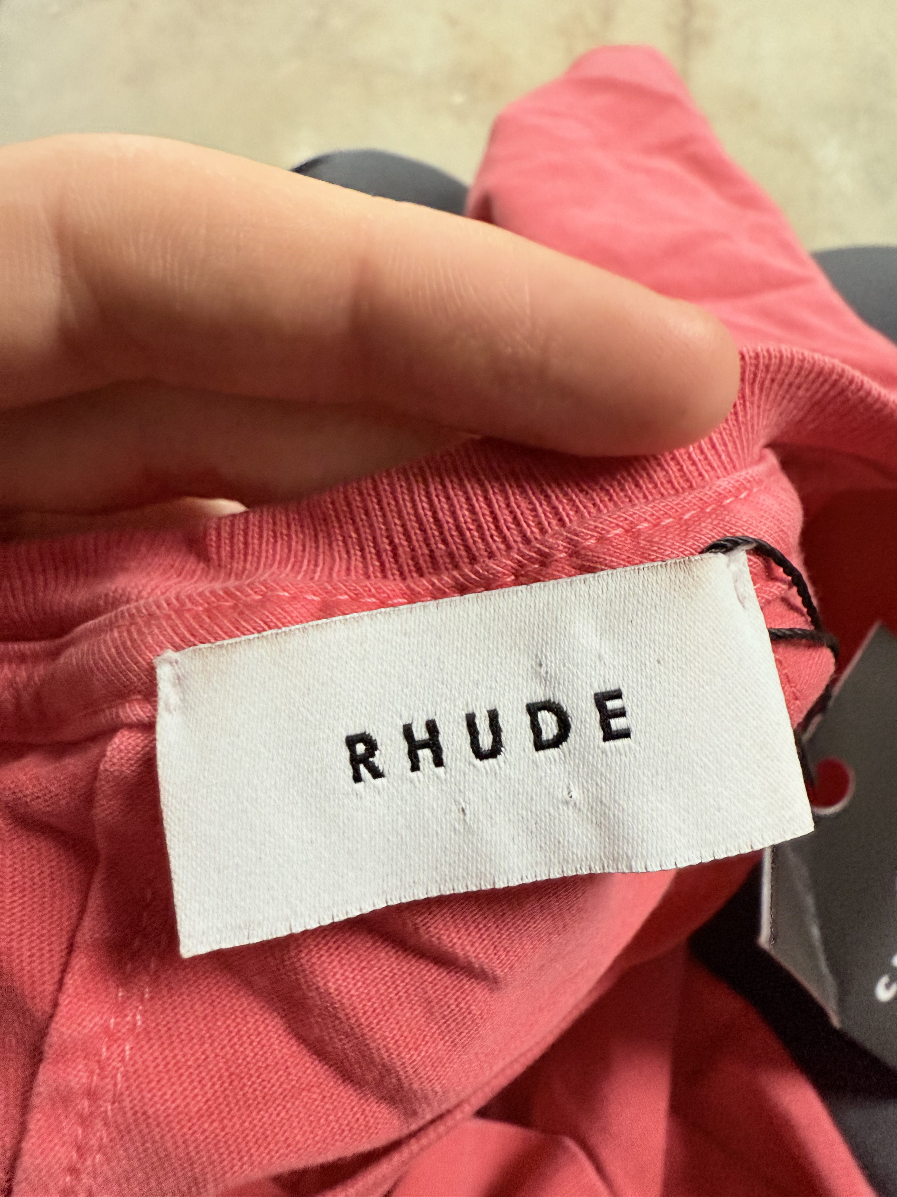 Rhude Script LoGo Tee Hot Pink Used Small