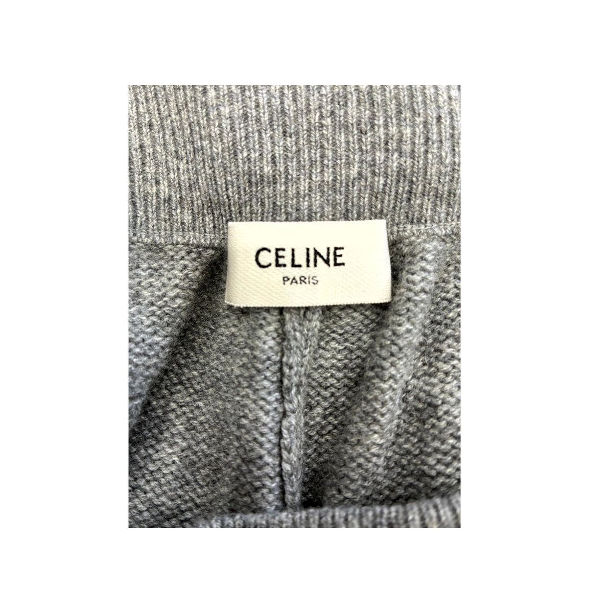 Celine Cashmere Drawstring Logo Grey Sweatpants