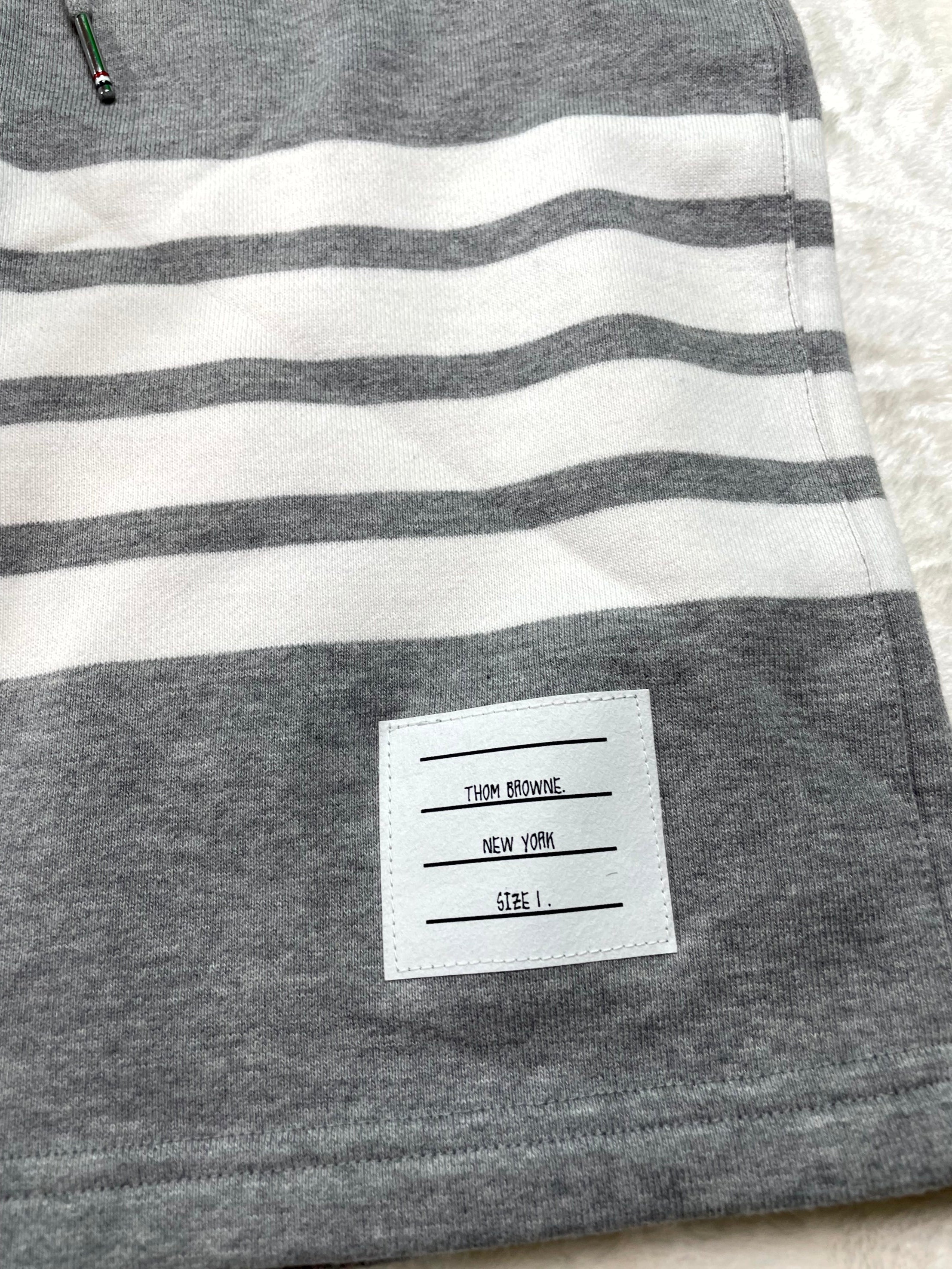 Thom Browne Stripe Sweat Grey & White Shorts