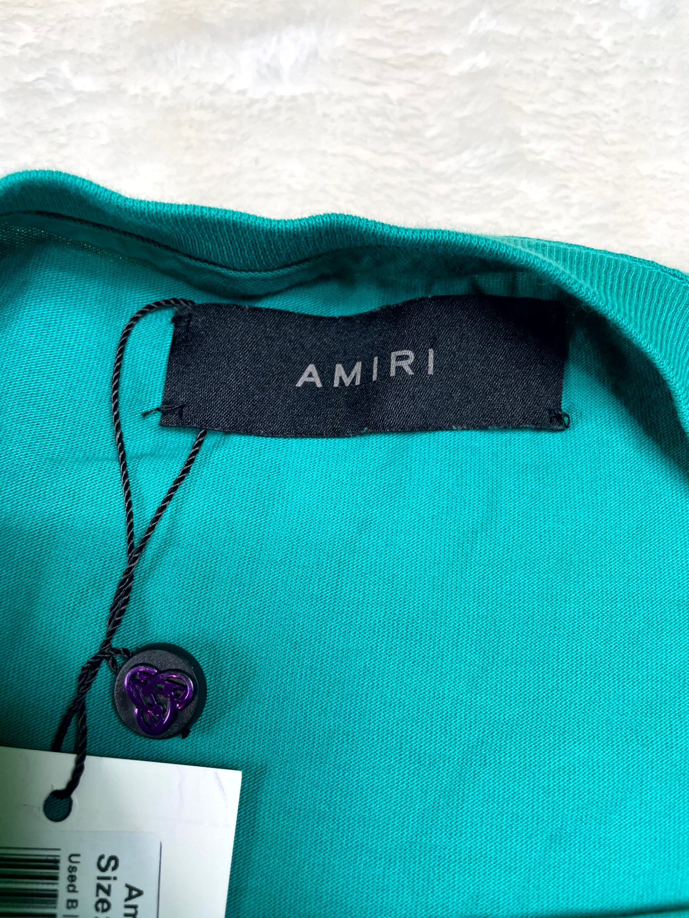 Amiri MA Teal & White Tee