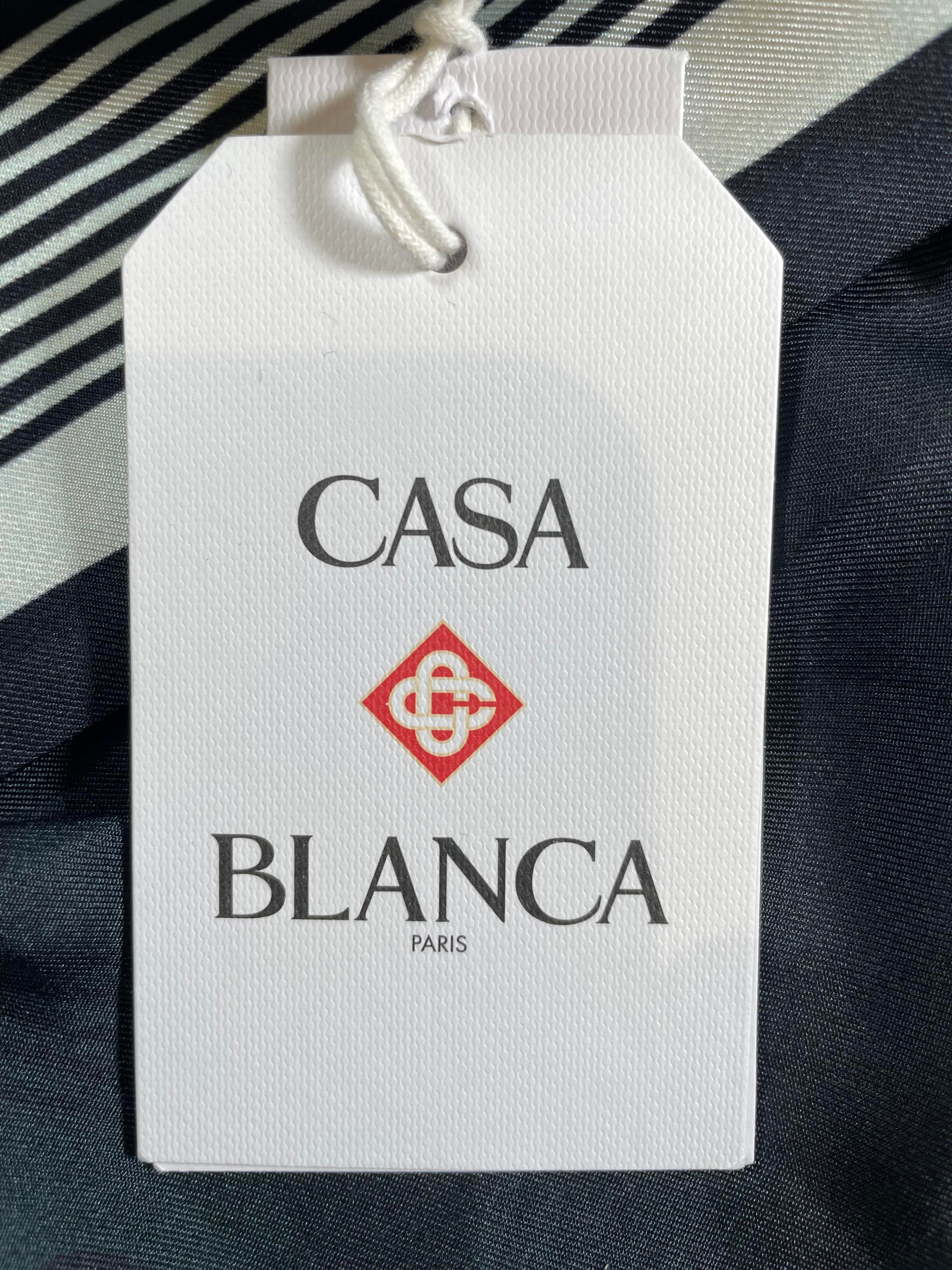 Casablanca Gradient Monogram Short Sleeve Green Silk Shirt
